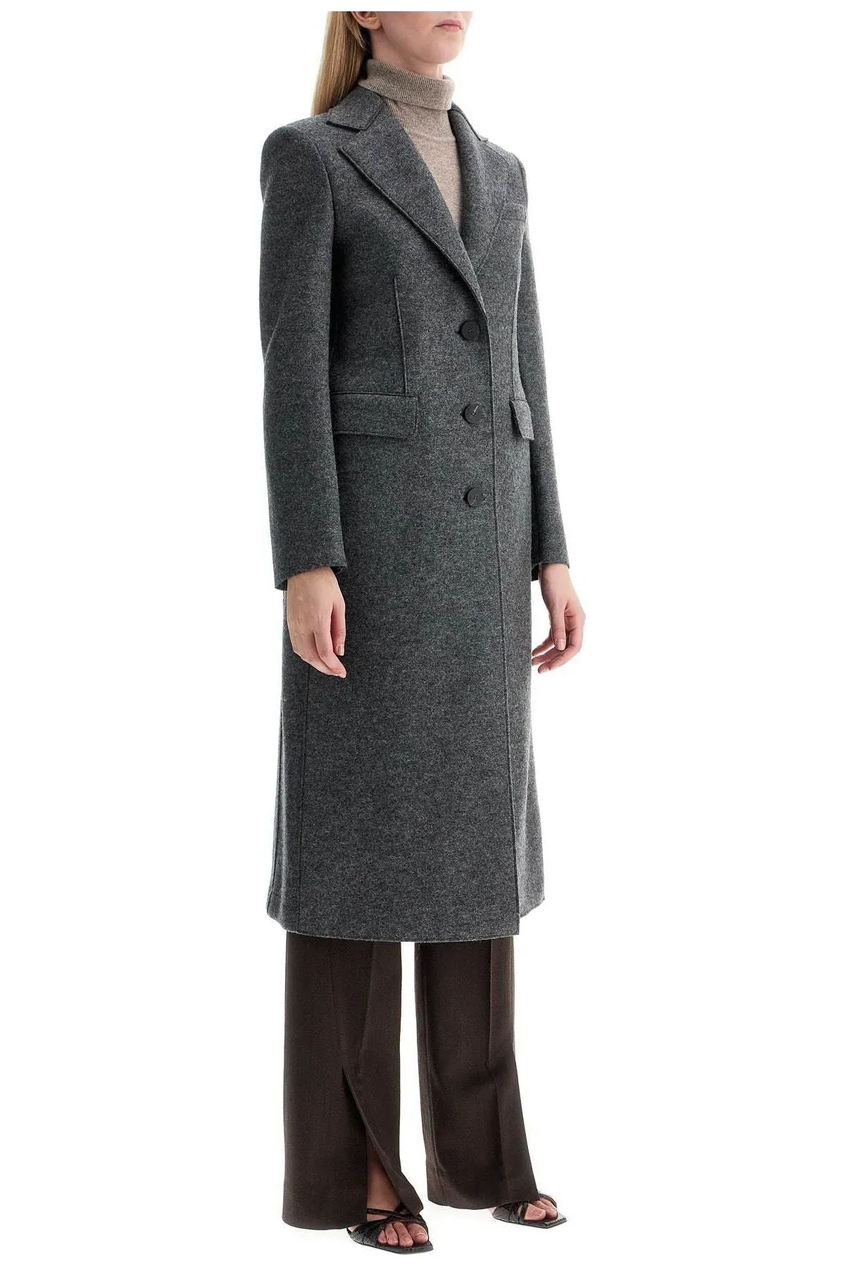 SINGLE-BREASTED COAT IN PRESSED WOOL