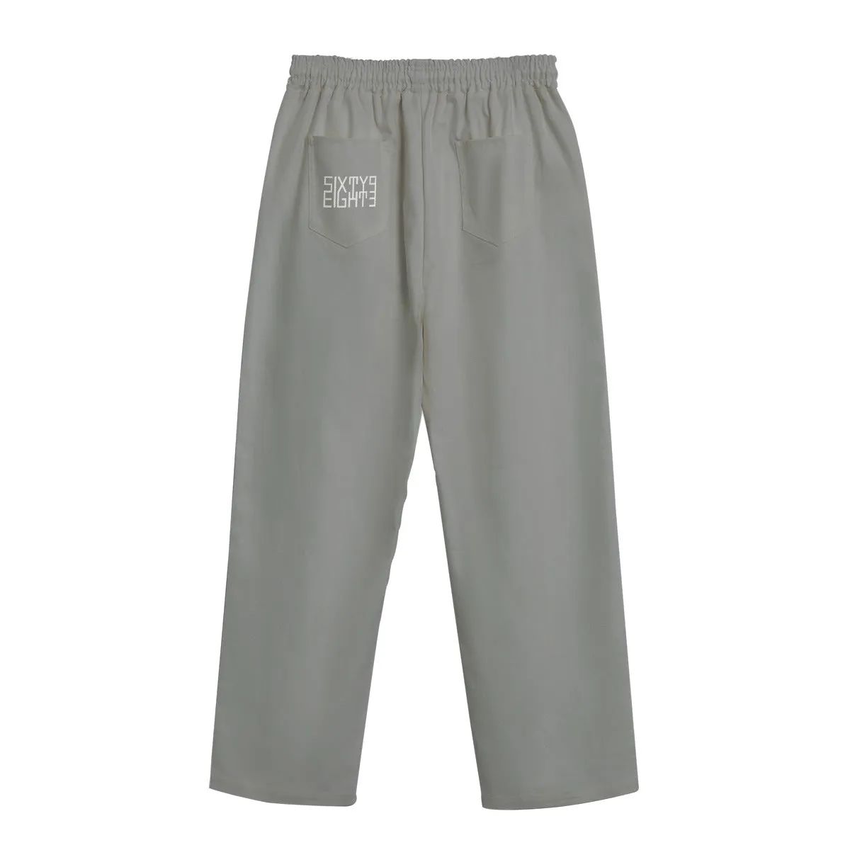 Sixty Eight 93 Logo White Grey Unisex Straight Casual Pants