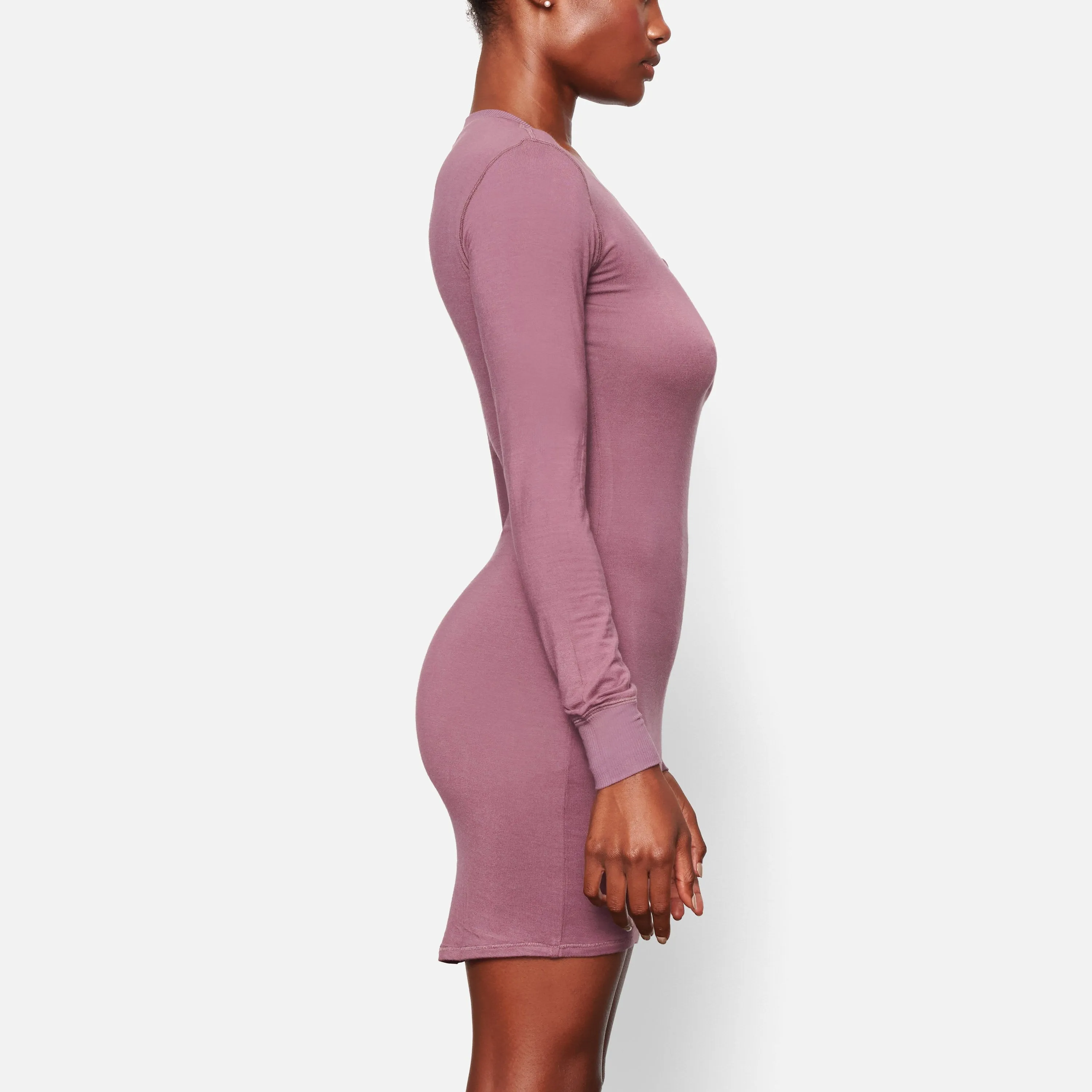 SLEEP HENLEY DRESS | PLUM