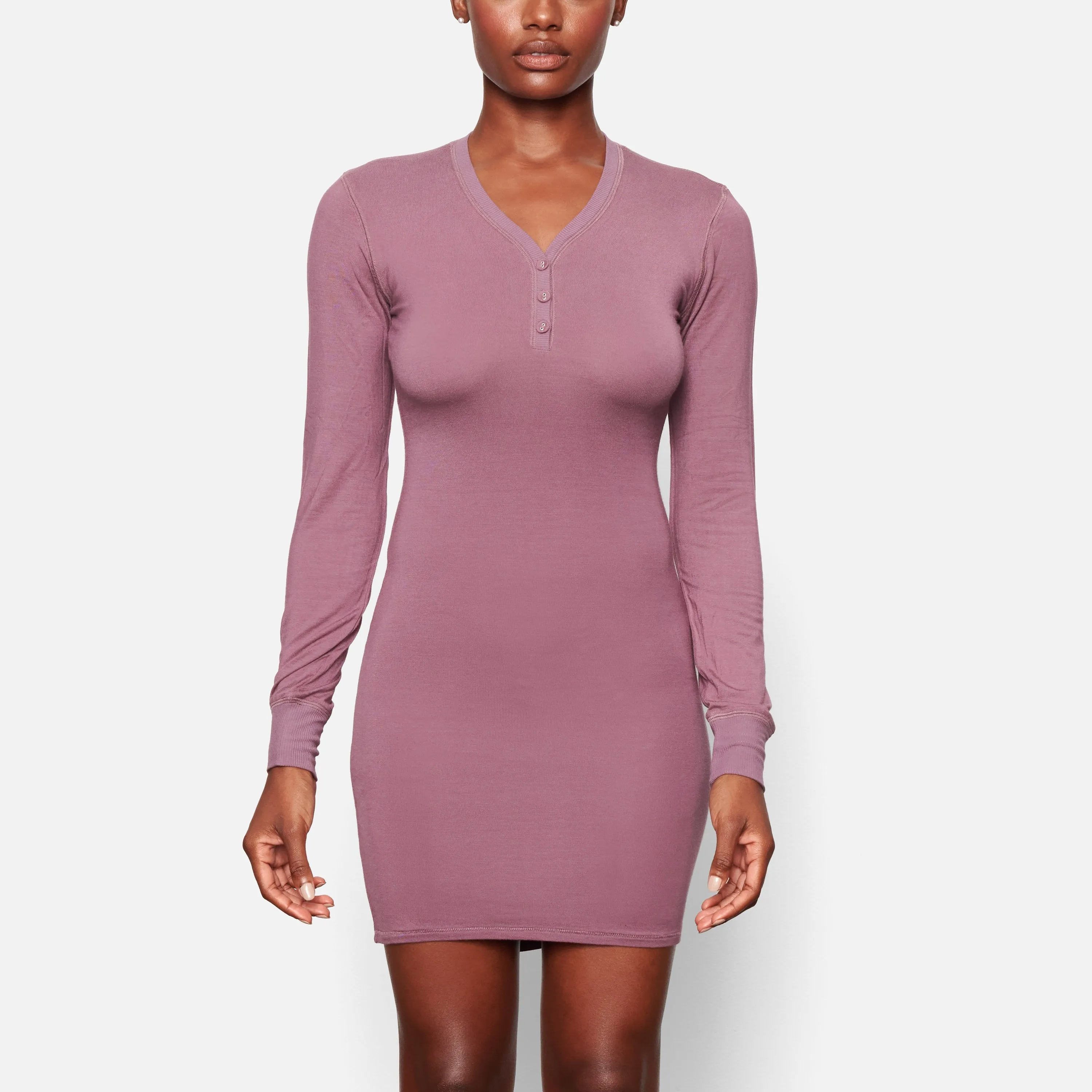 SLEEP HENLEY DRESS | PLUM