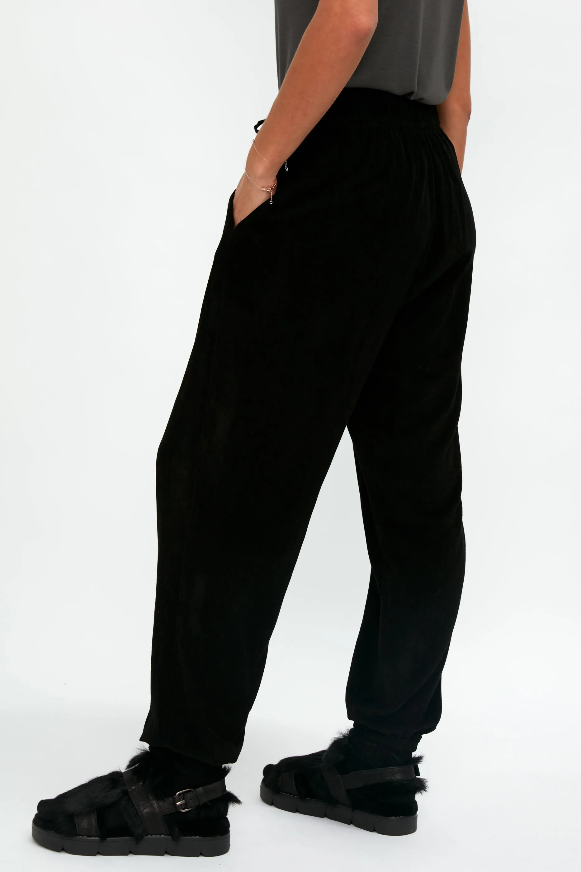 Slouchy Track Pant in Black