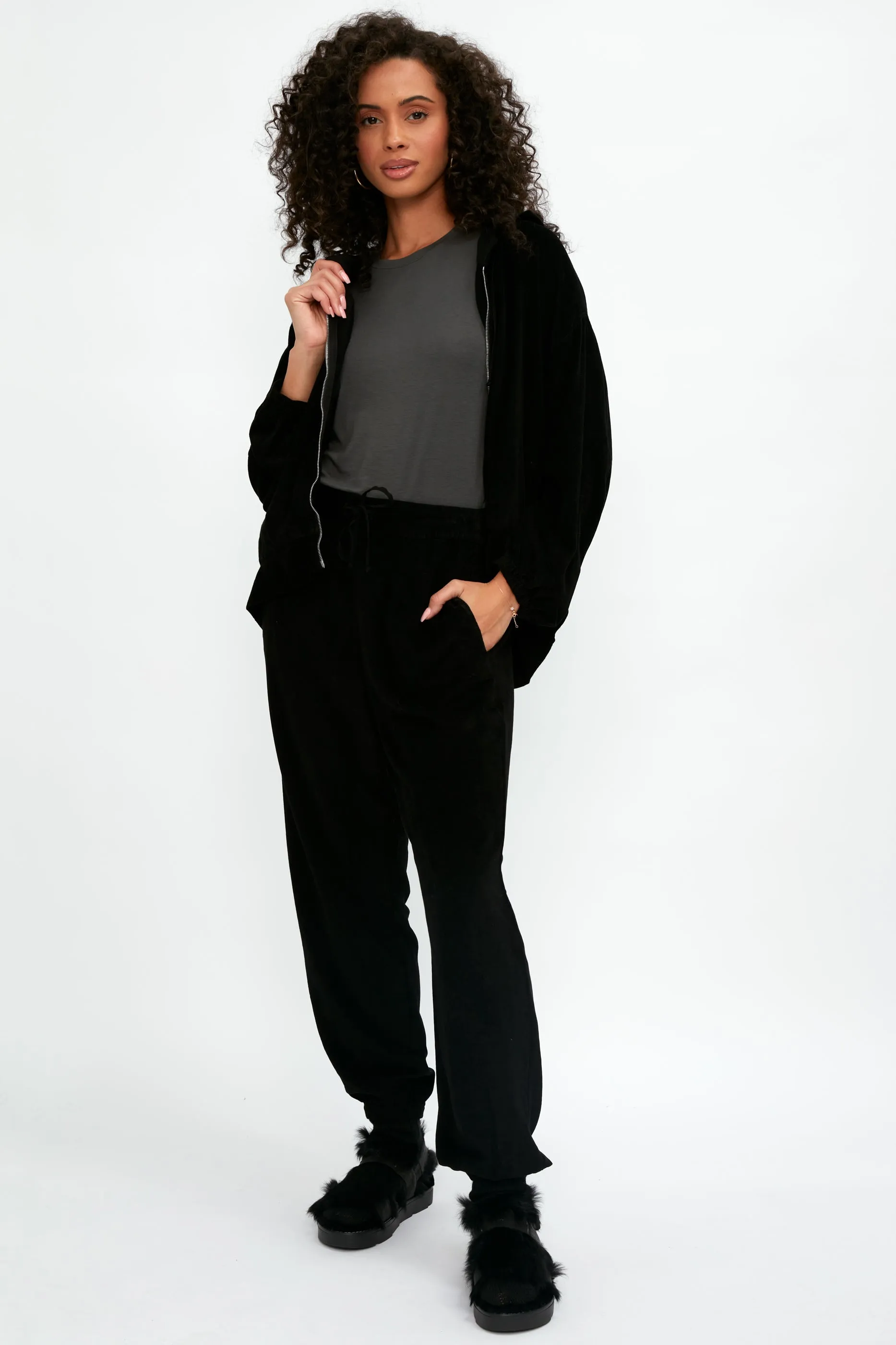 Slouchy Track Pant in Black