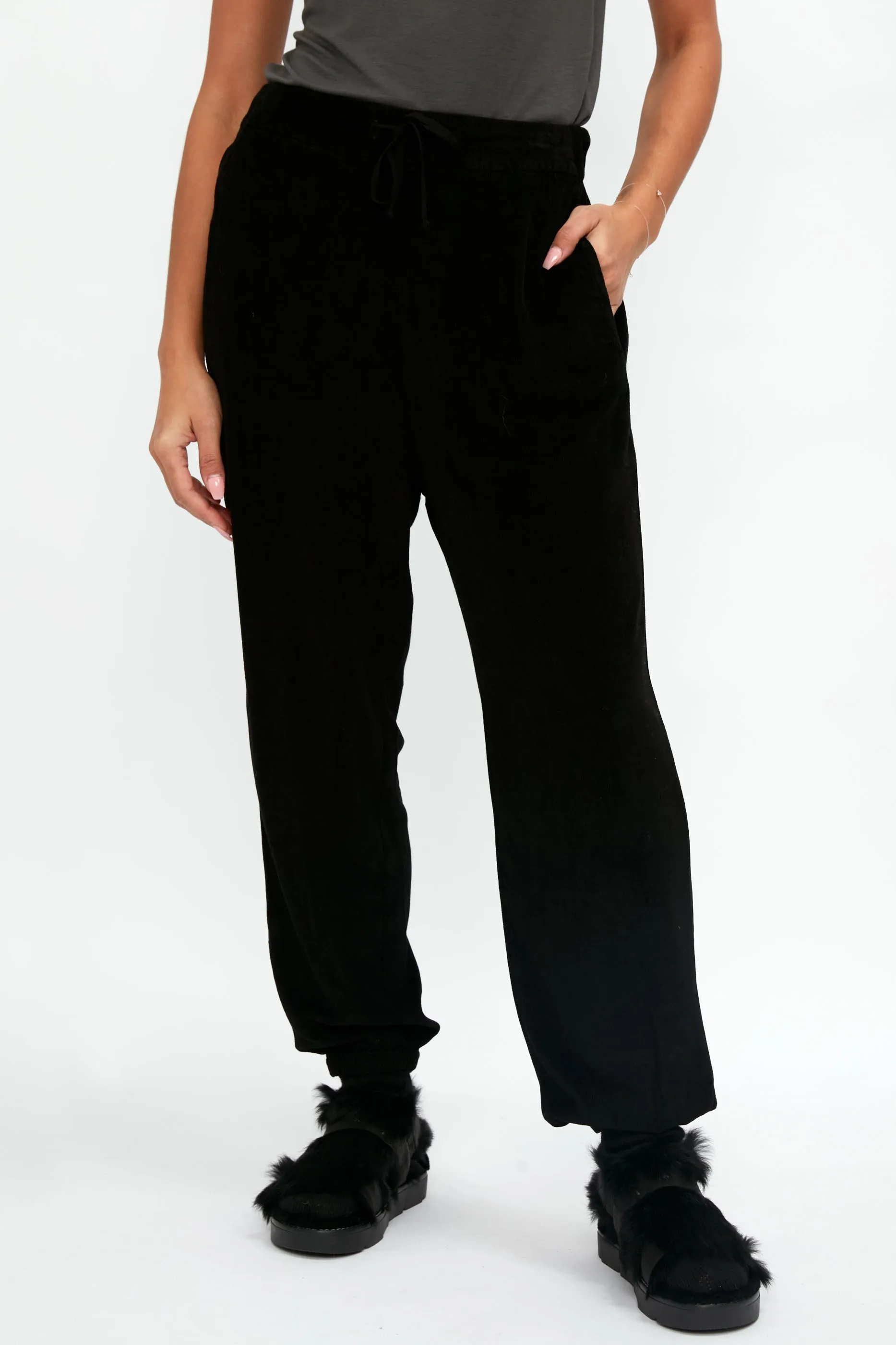 Slouchy Track Pant in Black