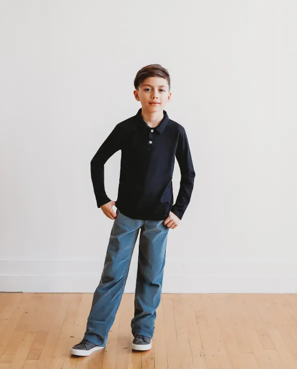 Soft Stretch Cord Pants With Knee Articulation - Matching Stitch | Concrete