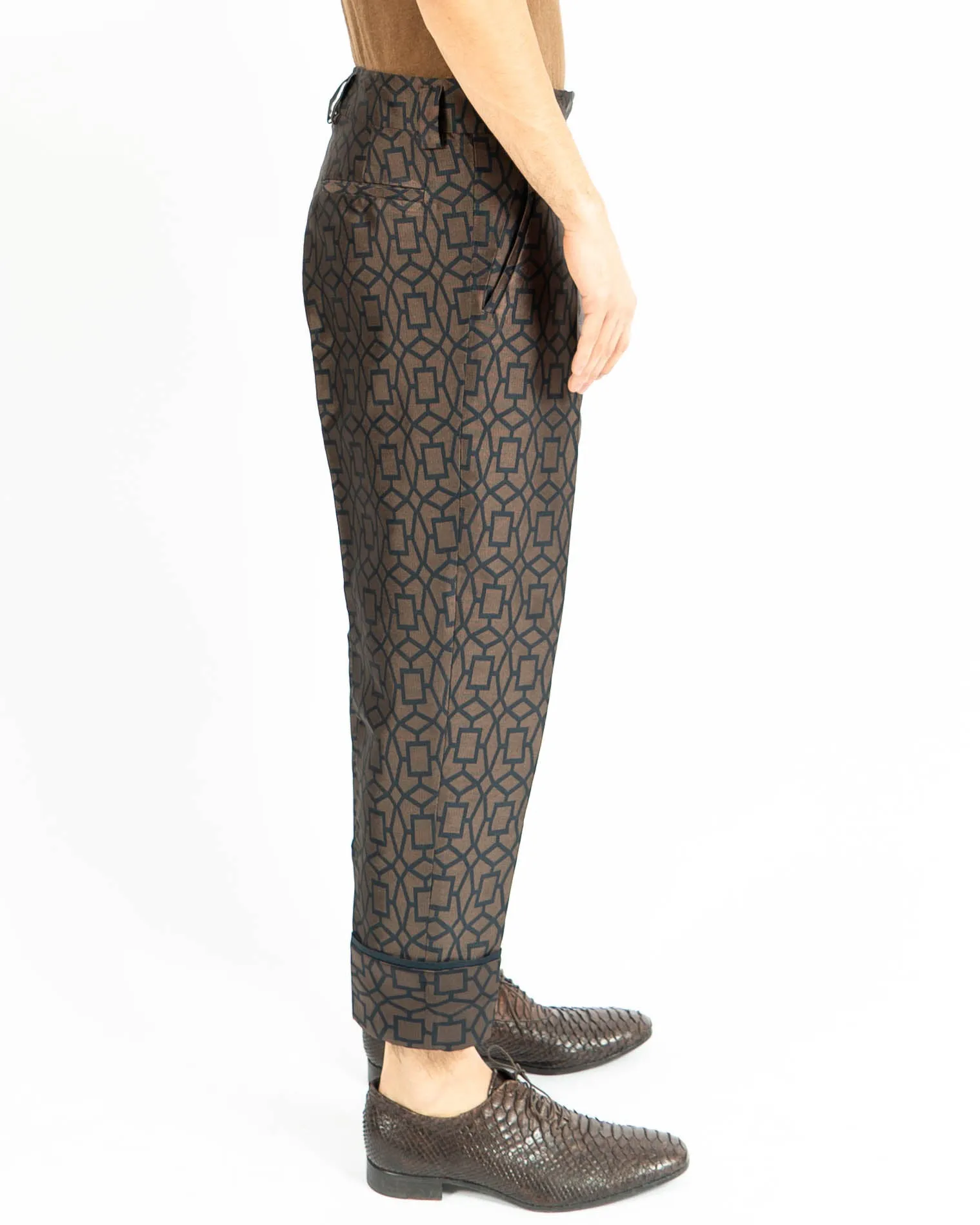 SS13 Brown Geometric Jacquard Trousers