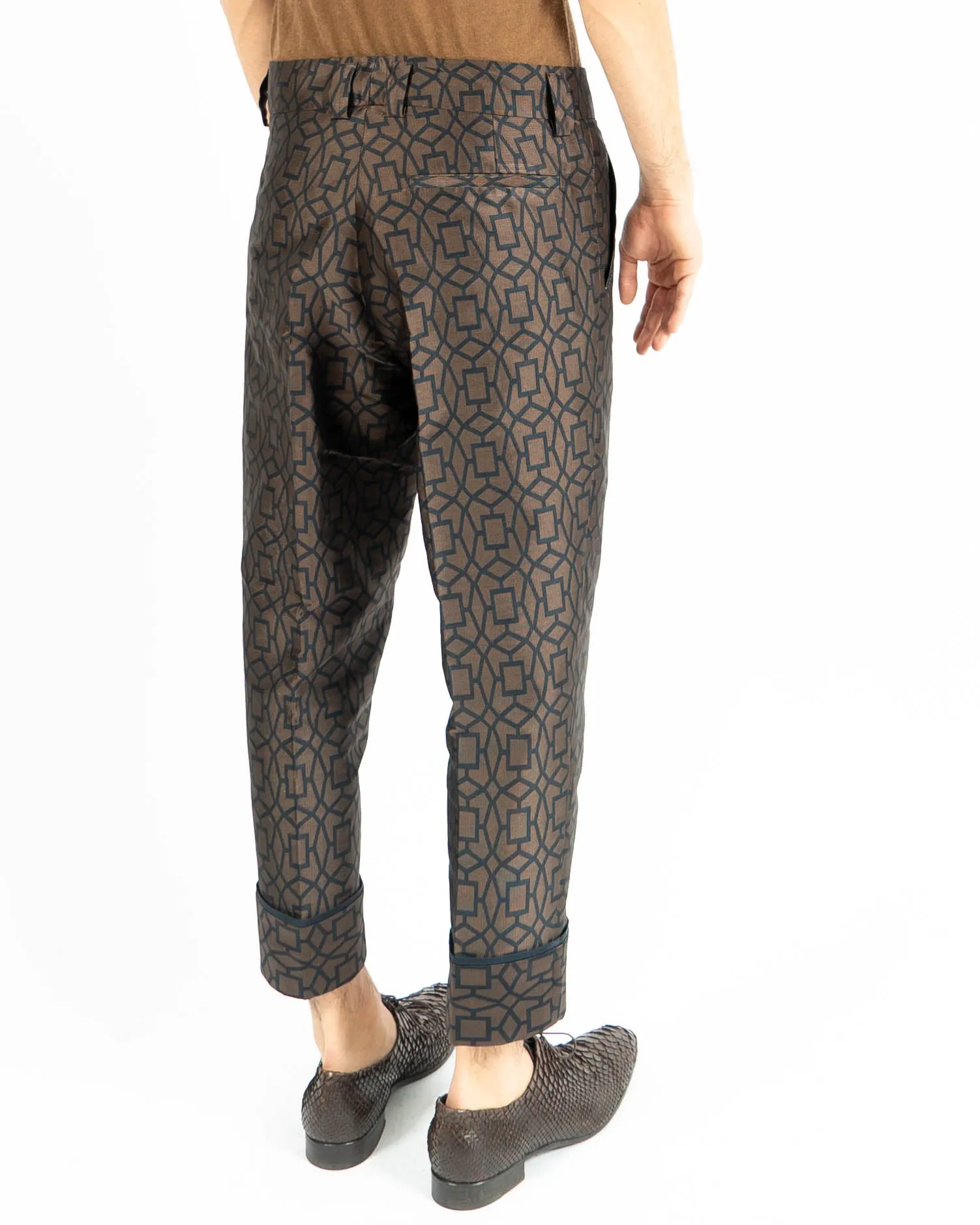 SS13 Brown Geometric Jacquard Trousers