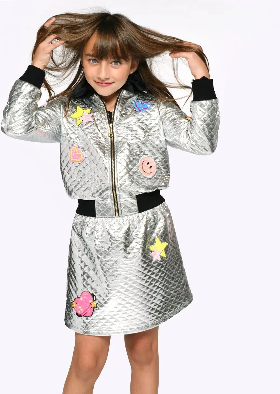 STARS METALLIC QUILTED SKIRT