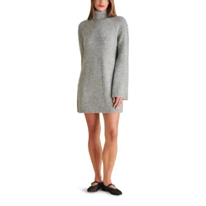 Steve Madden Abbie Metallic Knit Turtleneck Mini Sweater Dress
