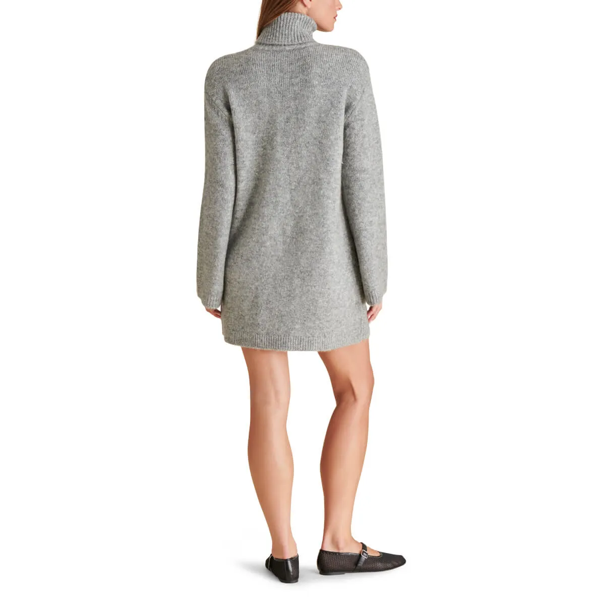 Steve Madden Abbie Metallic Knit Turtleneck Mini Sweater Dress