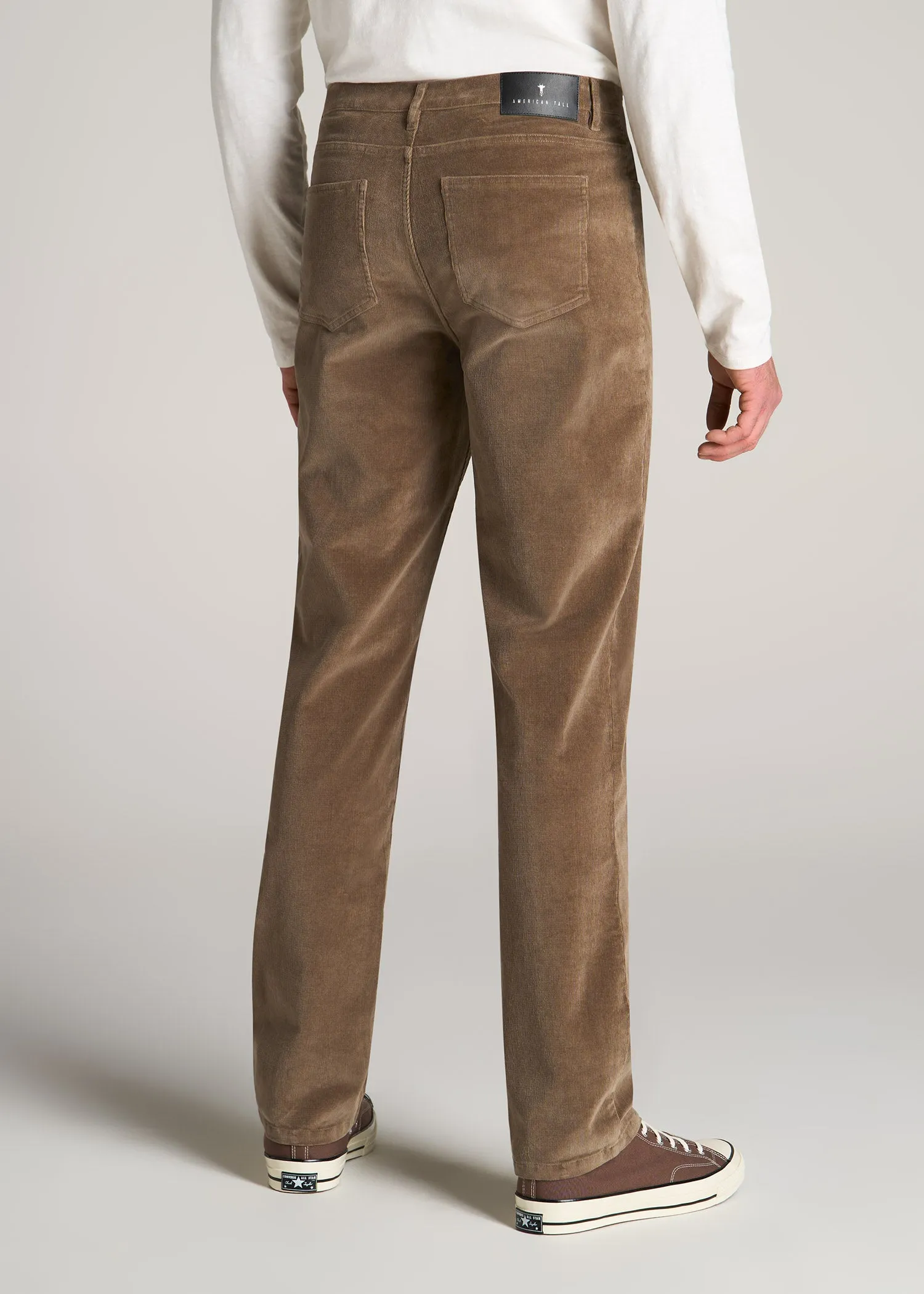 STRAIGHT-LEG Stretch Corduroy Pants for Tall Men in Dark Sand