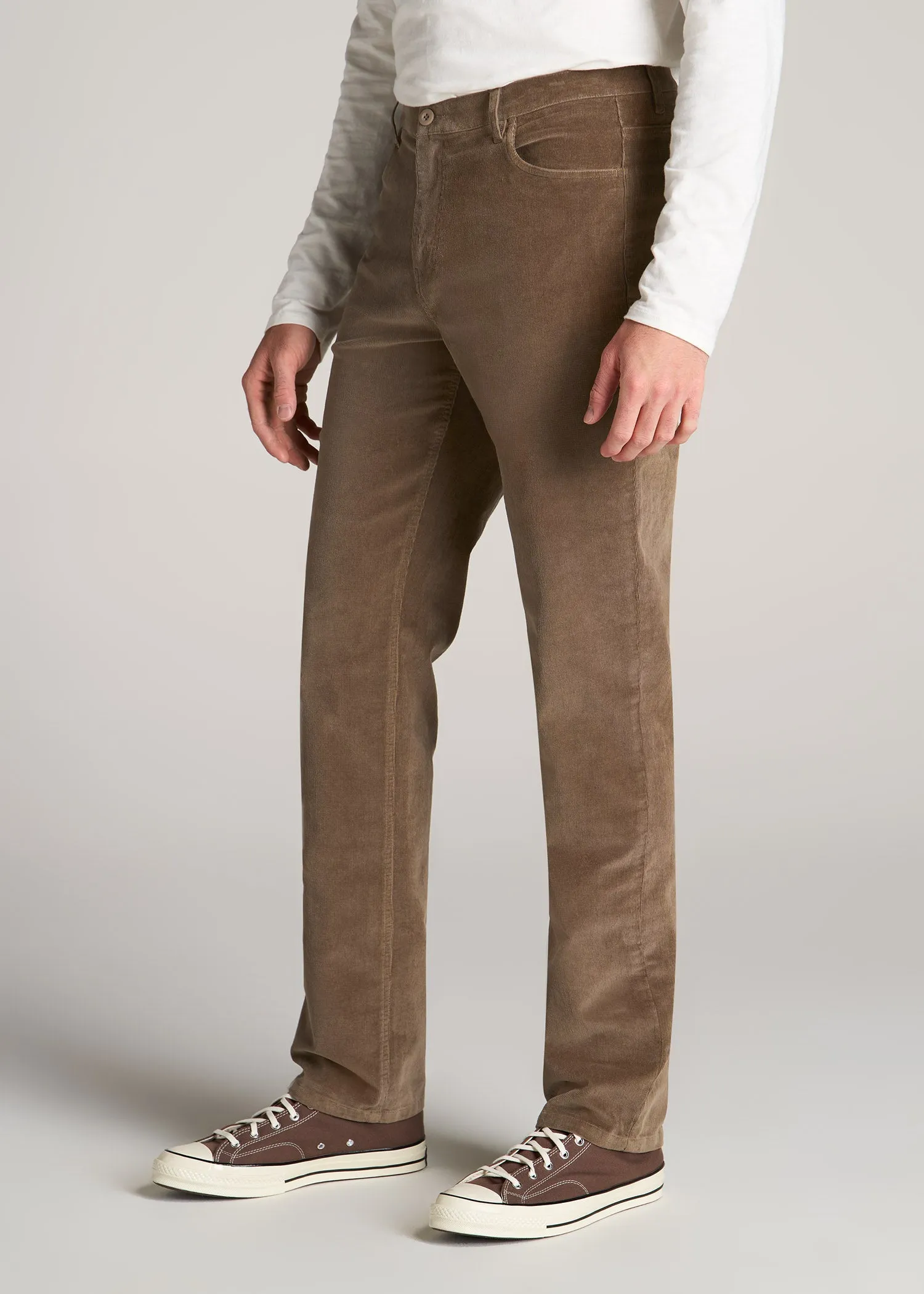STRAIGHT-LEG Stretch Corduroy Pants for Tall Men in Dark Sand