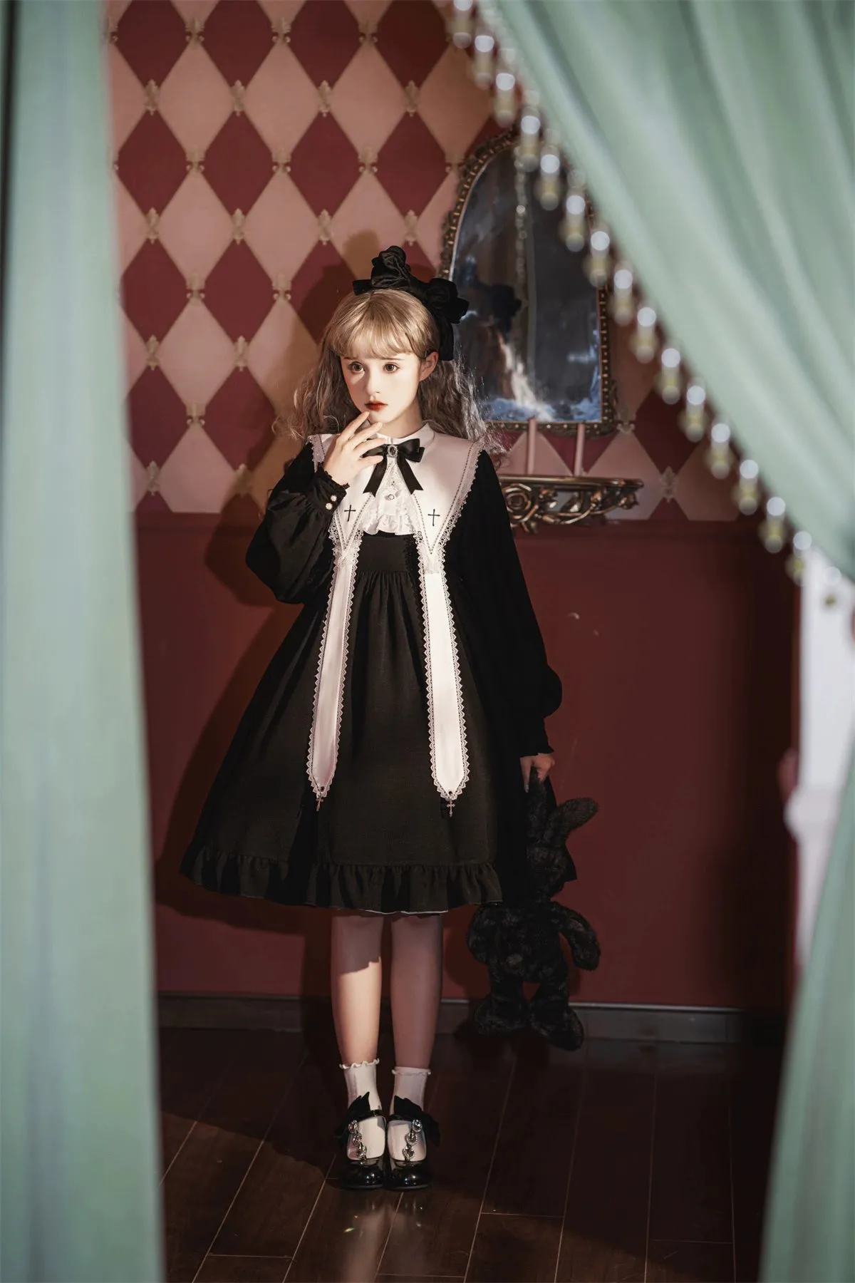 Sweet Date~Gothic Lolita Dress Black Nun OP for Halloween