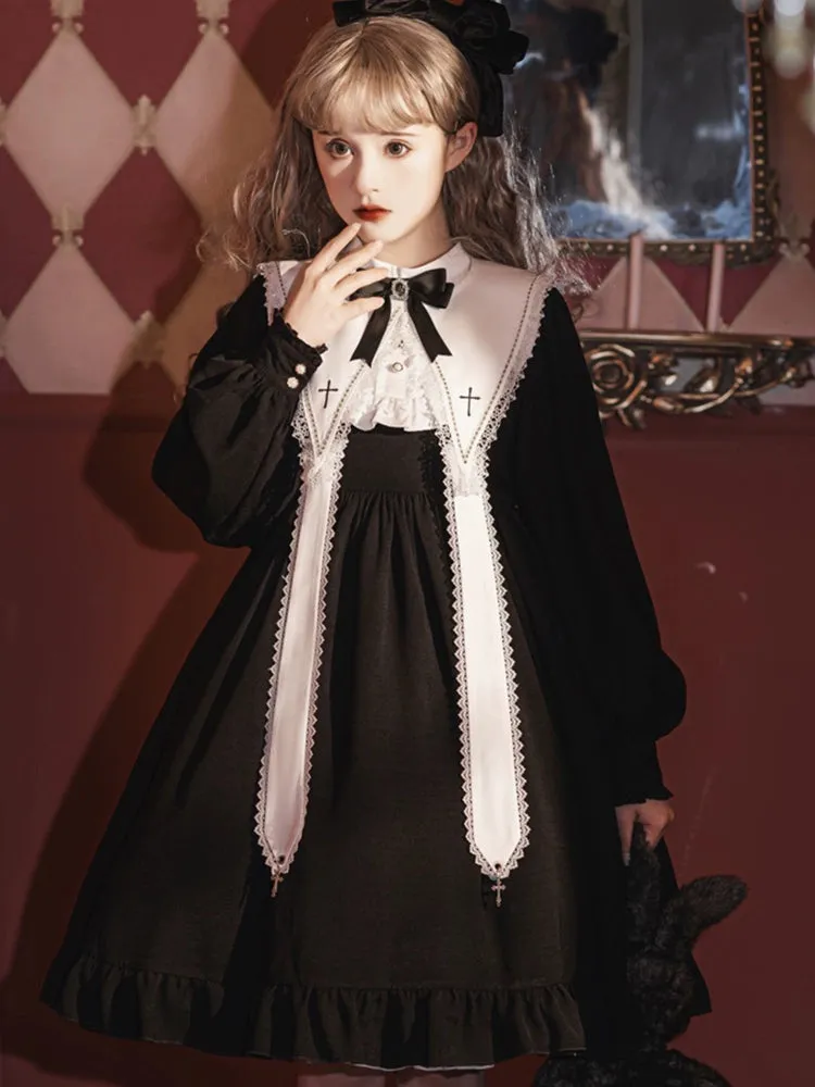 Sweet Date~Gothic Lolita Dress Black Nun OP for Halloween