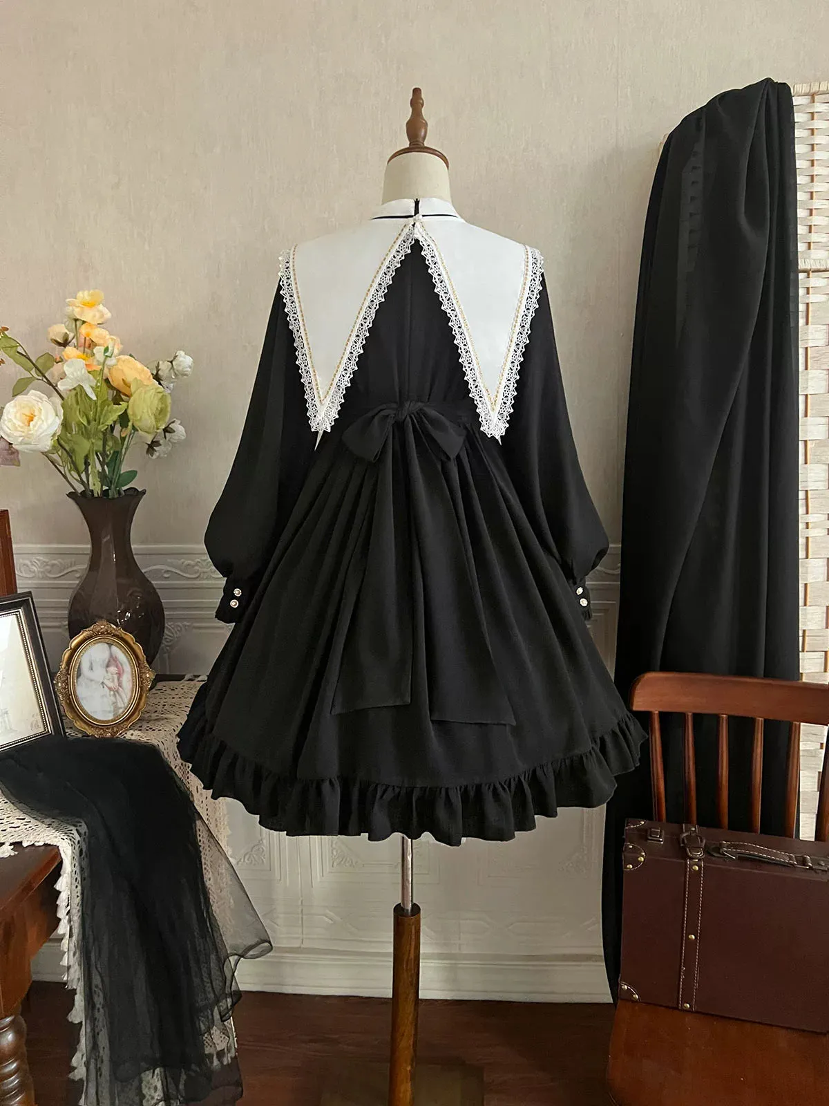 Sweet Date~Gothic Lolita Dress Black Nun OP for Halloween
