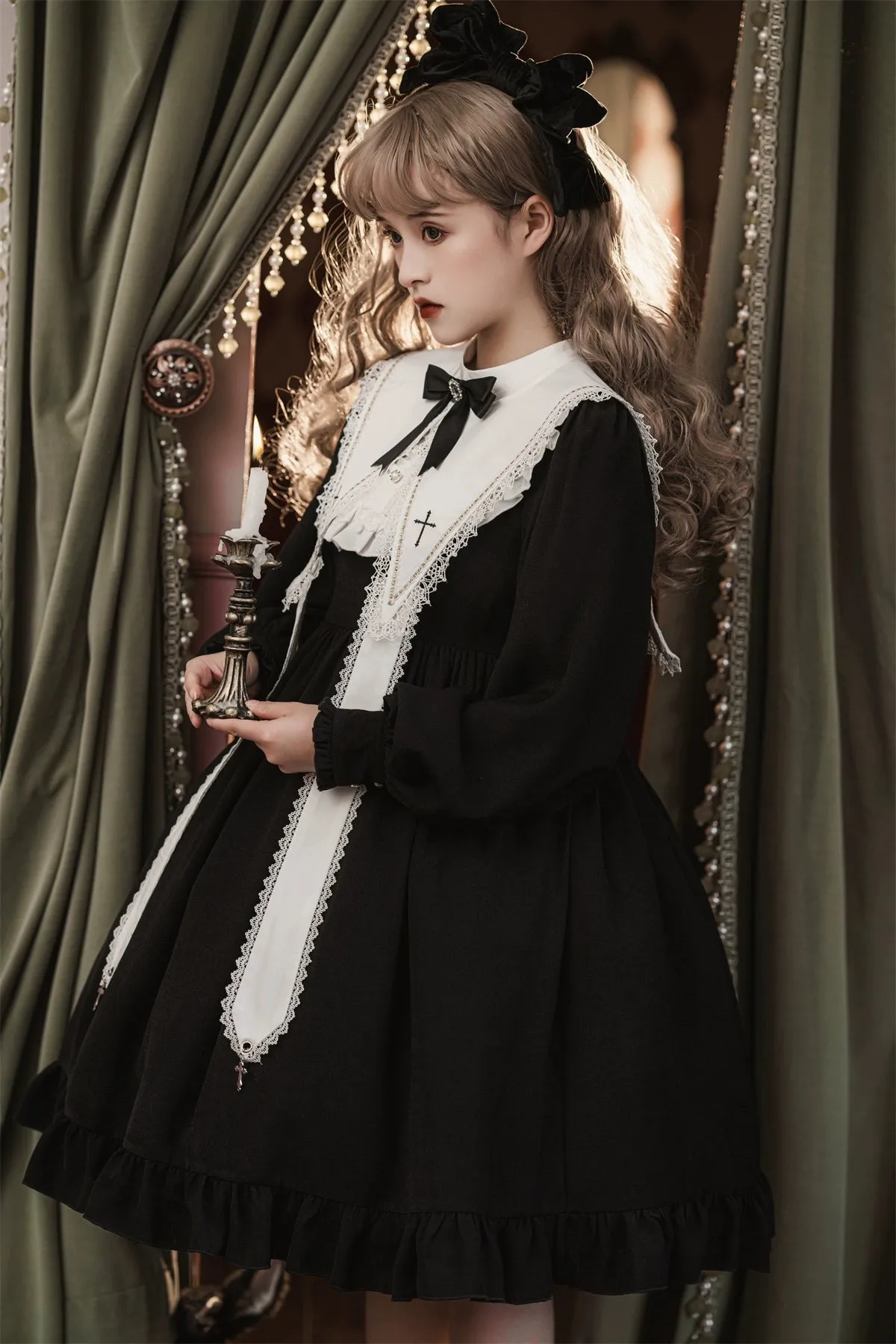 Sweet Date~Gothic Lolita Dress Black Nun OP for Halloween