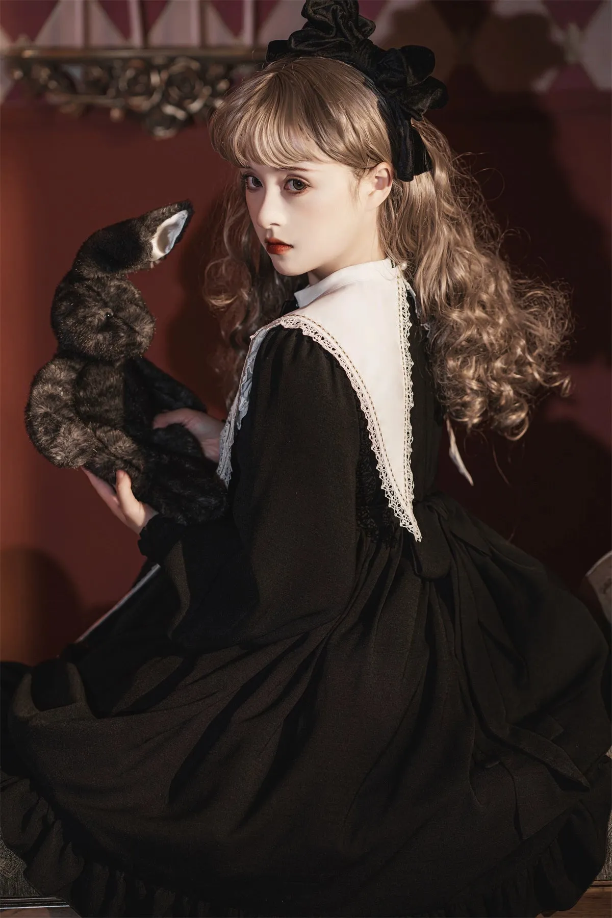 Sweet Date~Gothic Lolita Dress Black Nun OP for Halloween