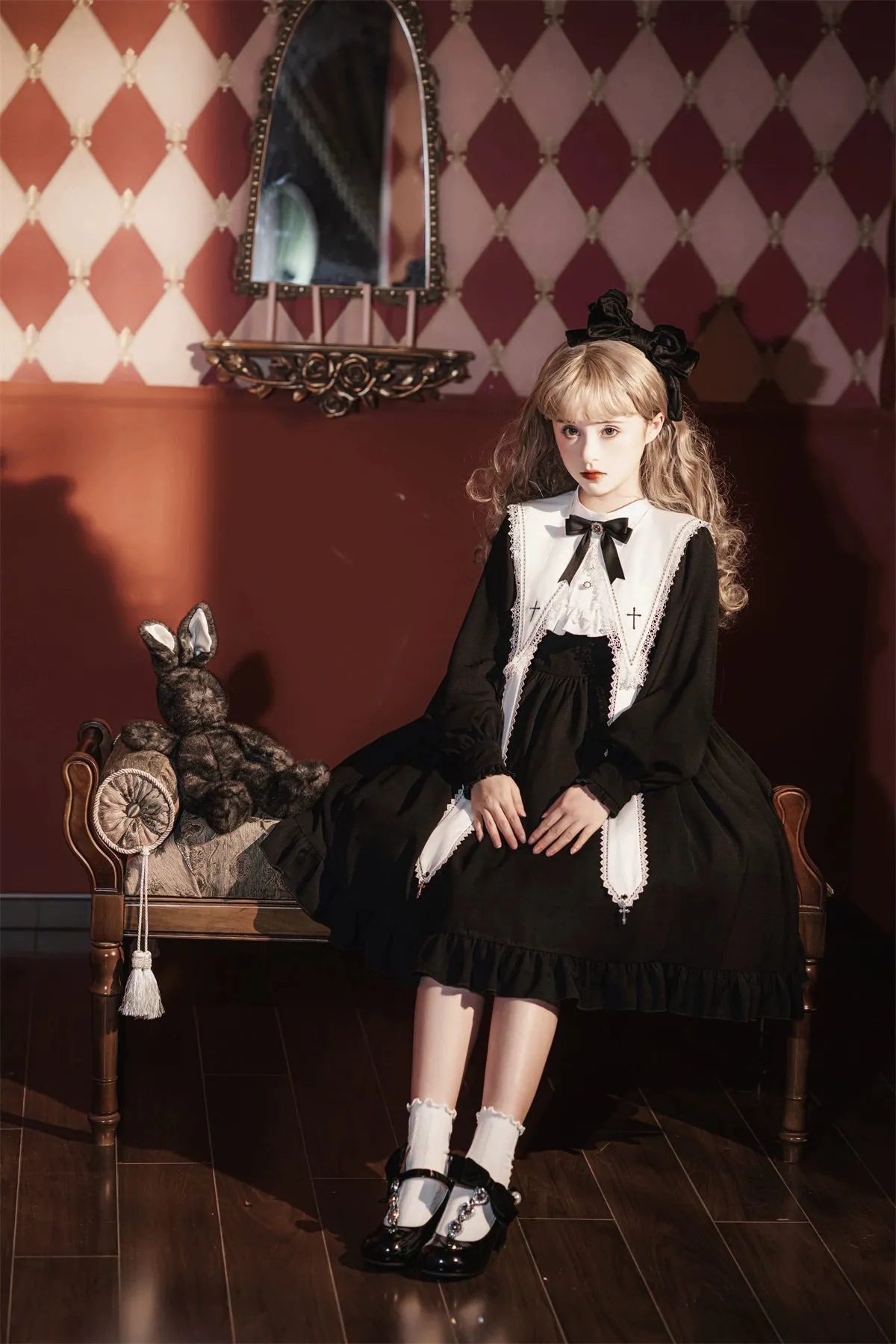 Sweet Date~Gothic Lolita Dress Black Nun OP for Halloween