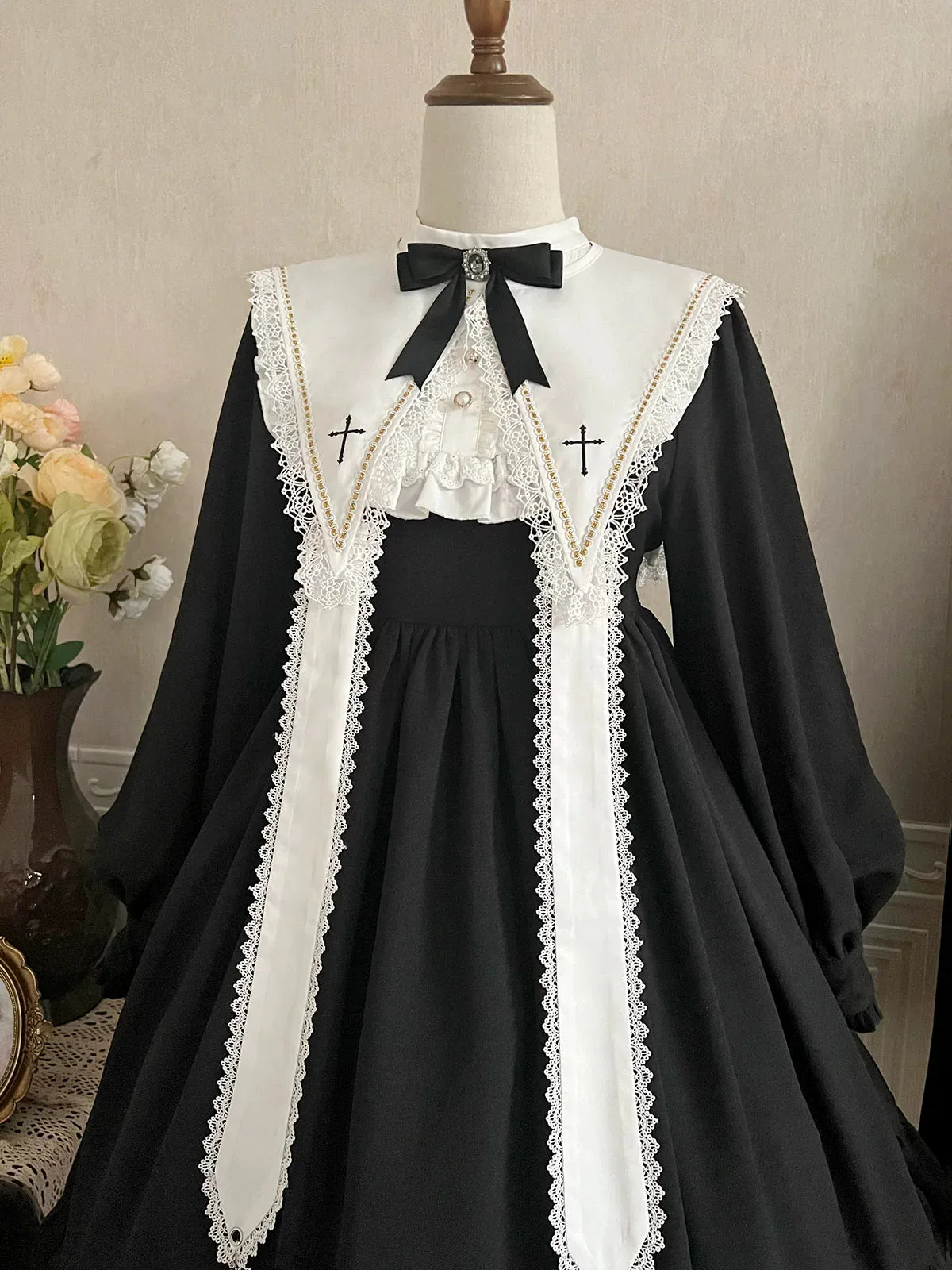 Sweet Date~Gothic Lolita Dress Black Nun OP for Halloween