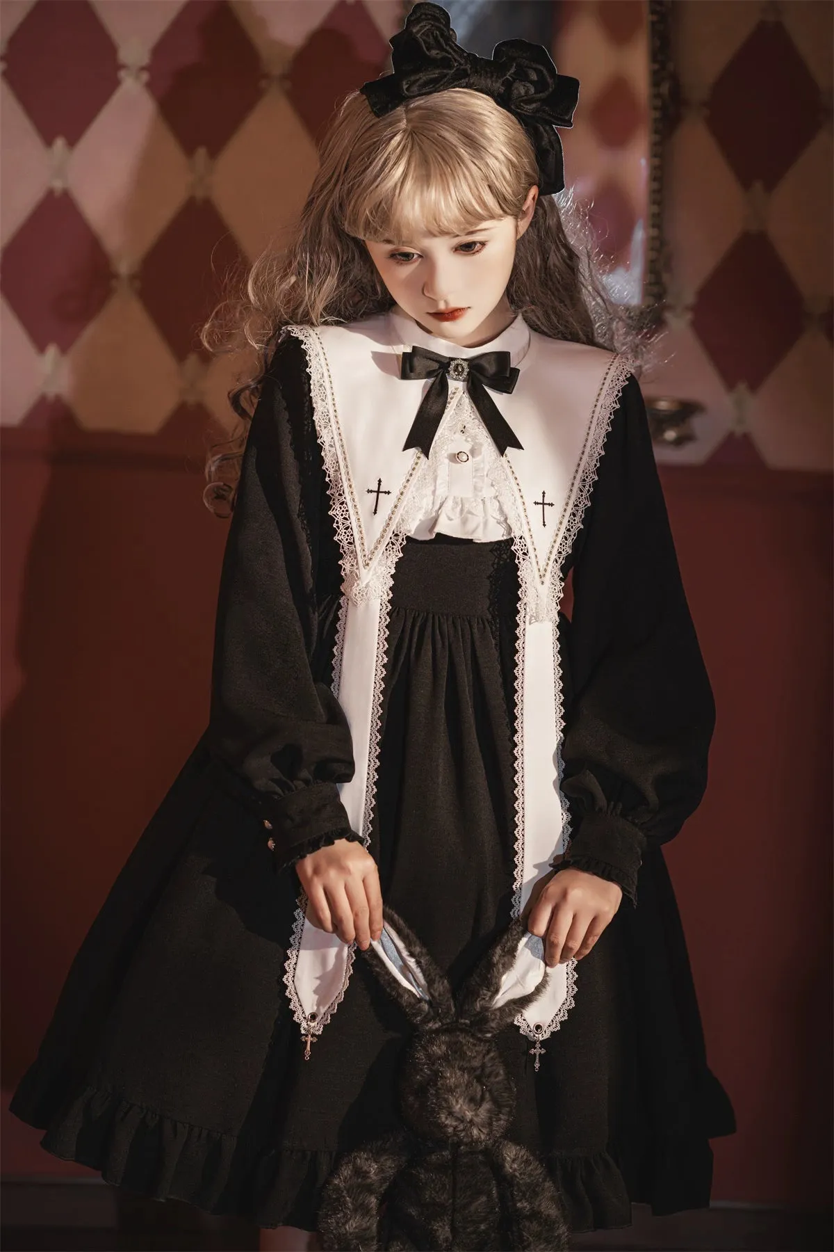 Sweet Date~Gothic Lolita Dress Black Nun OP for Halloween