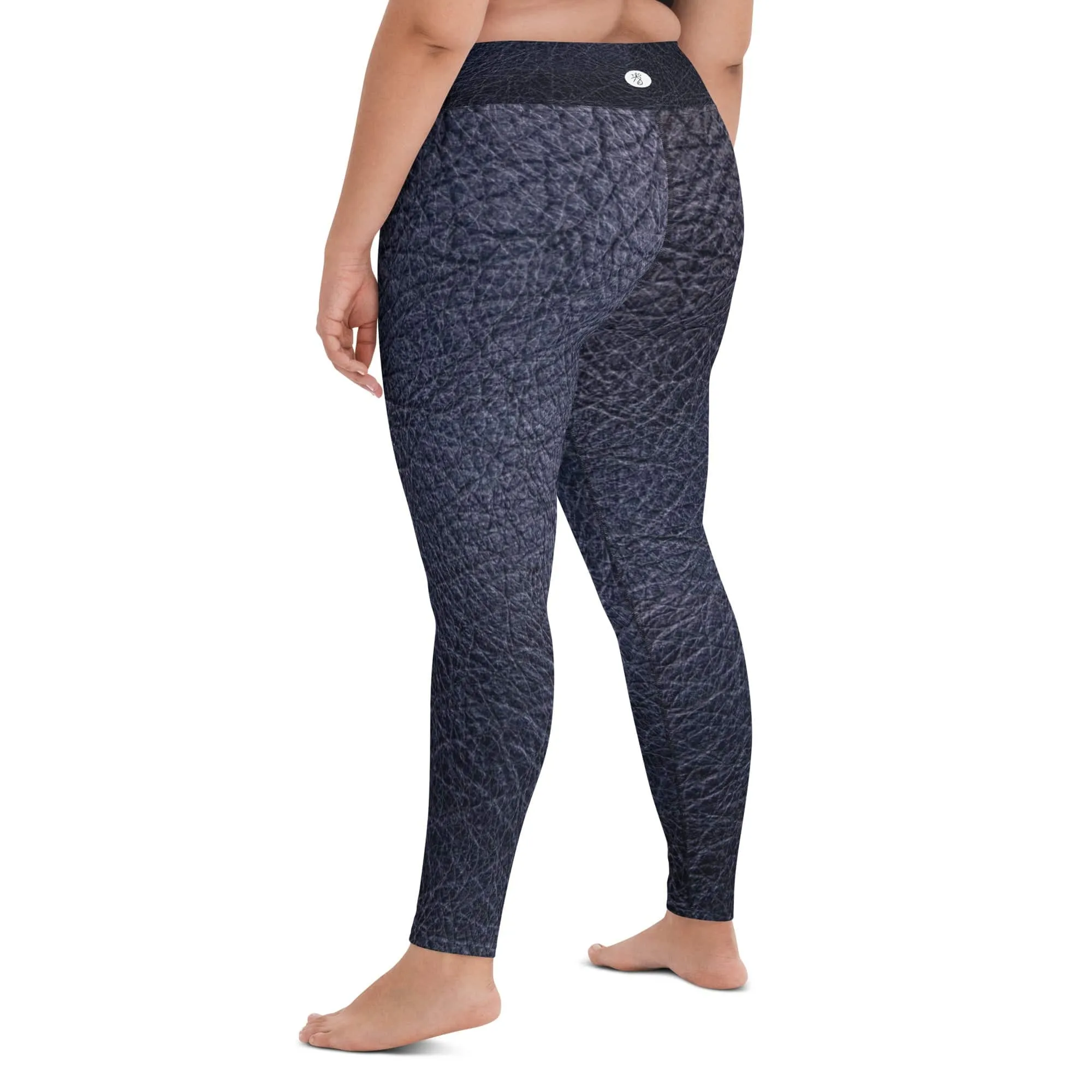 TGC Boutique Black leather print Yoga Leggings With Pockets