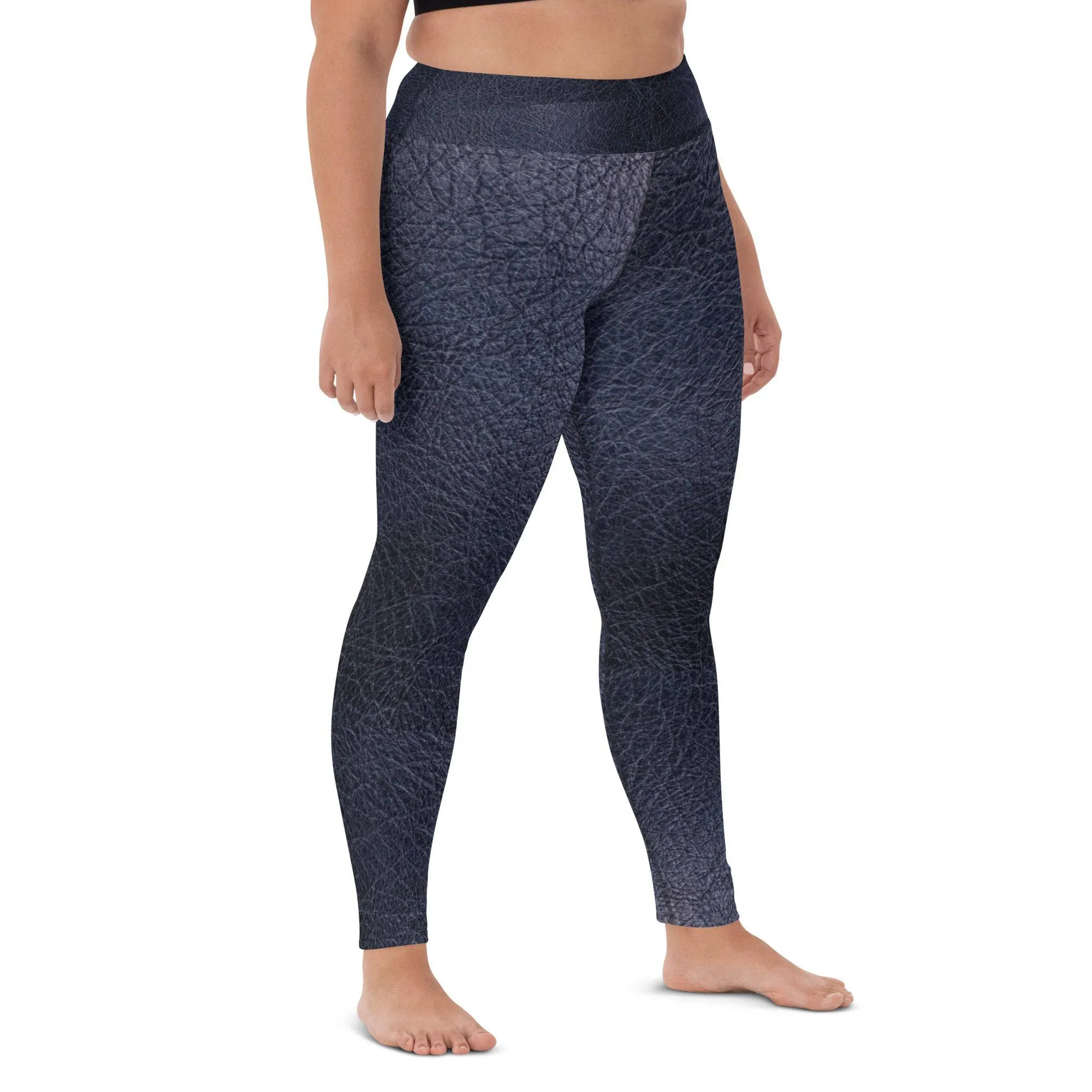 TGC Boutique Black leather print Yoga Leggings With Pockets