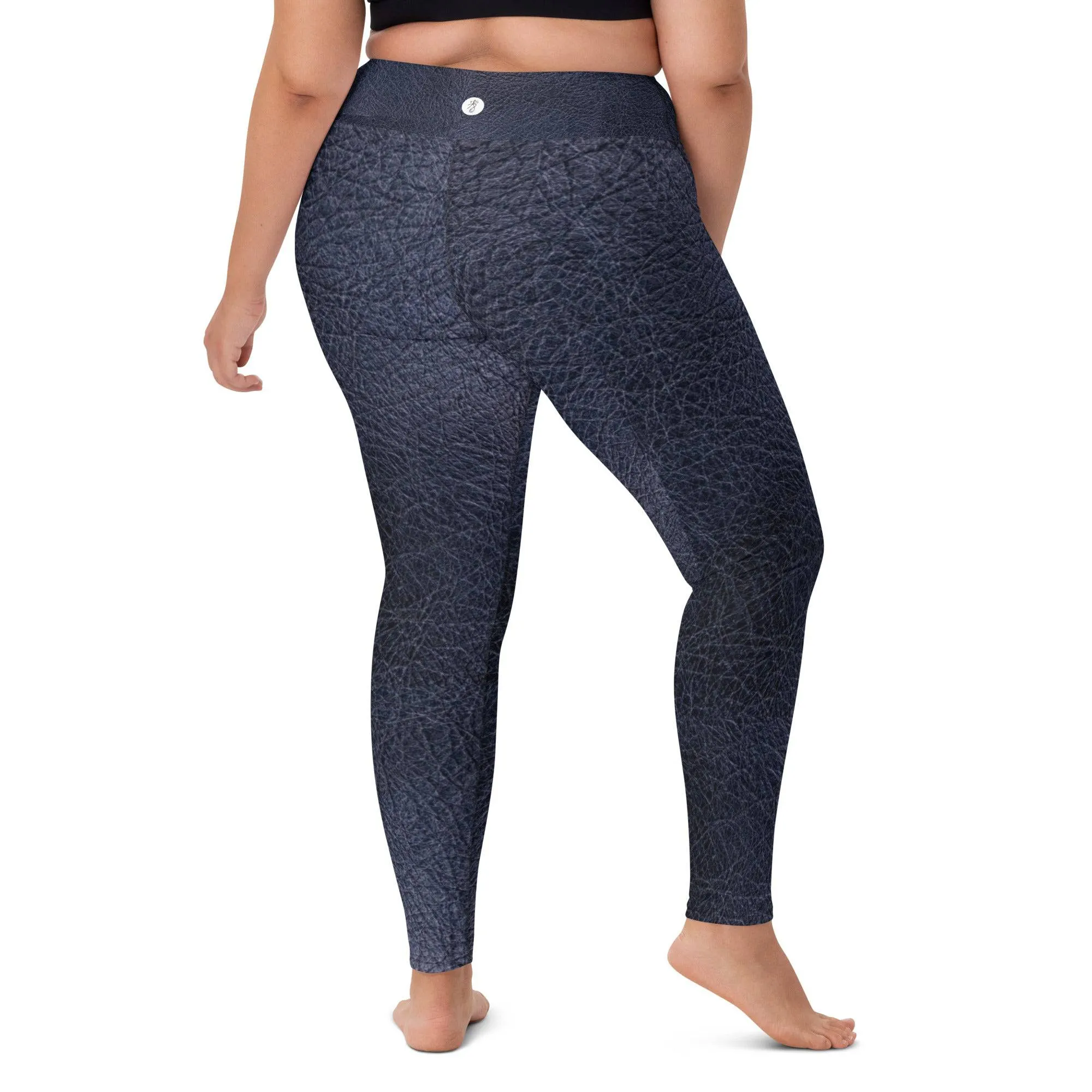 TGC Boutique Black leather print Yoga Leggings With Pockets