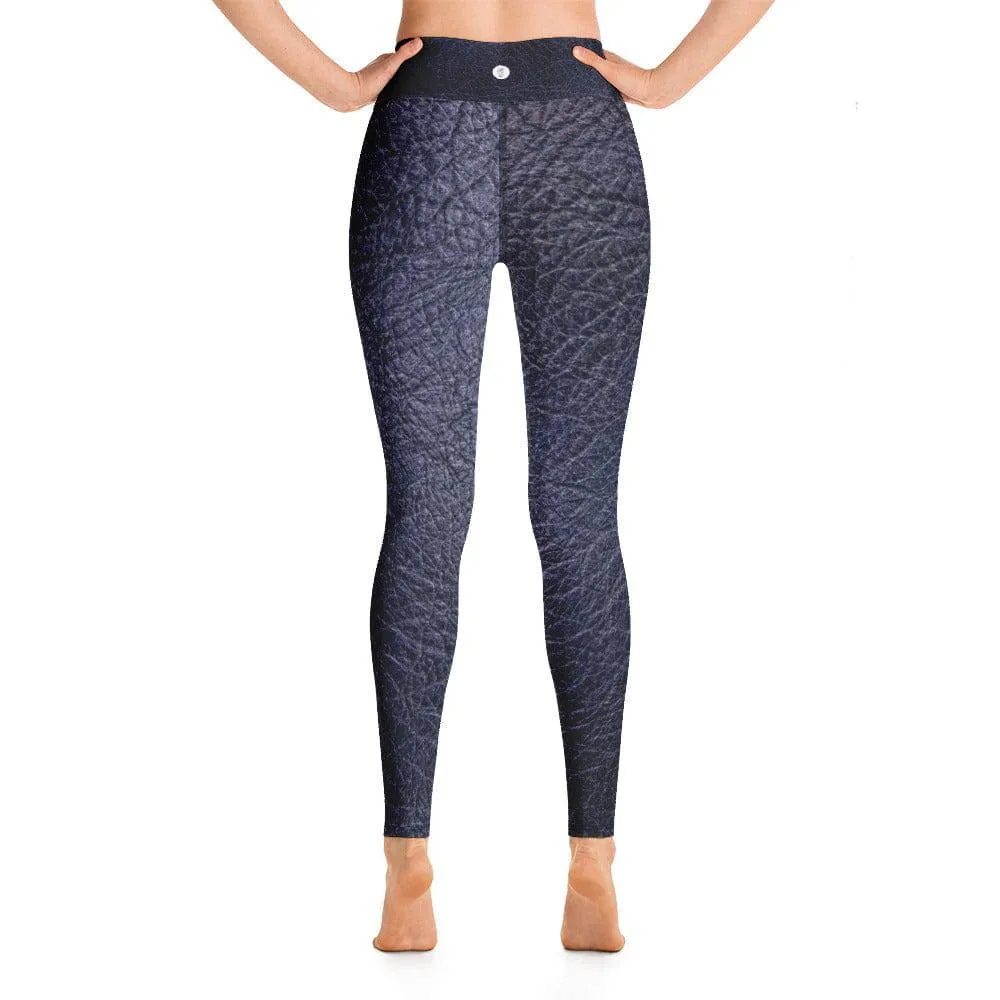 TGC Boutique Black leather print Yoga Leggings With Pockets
