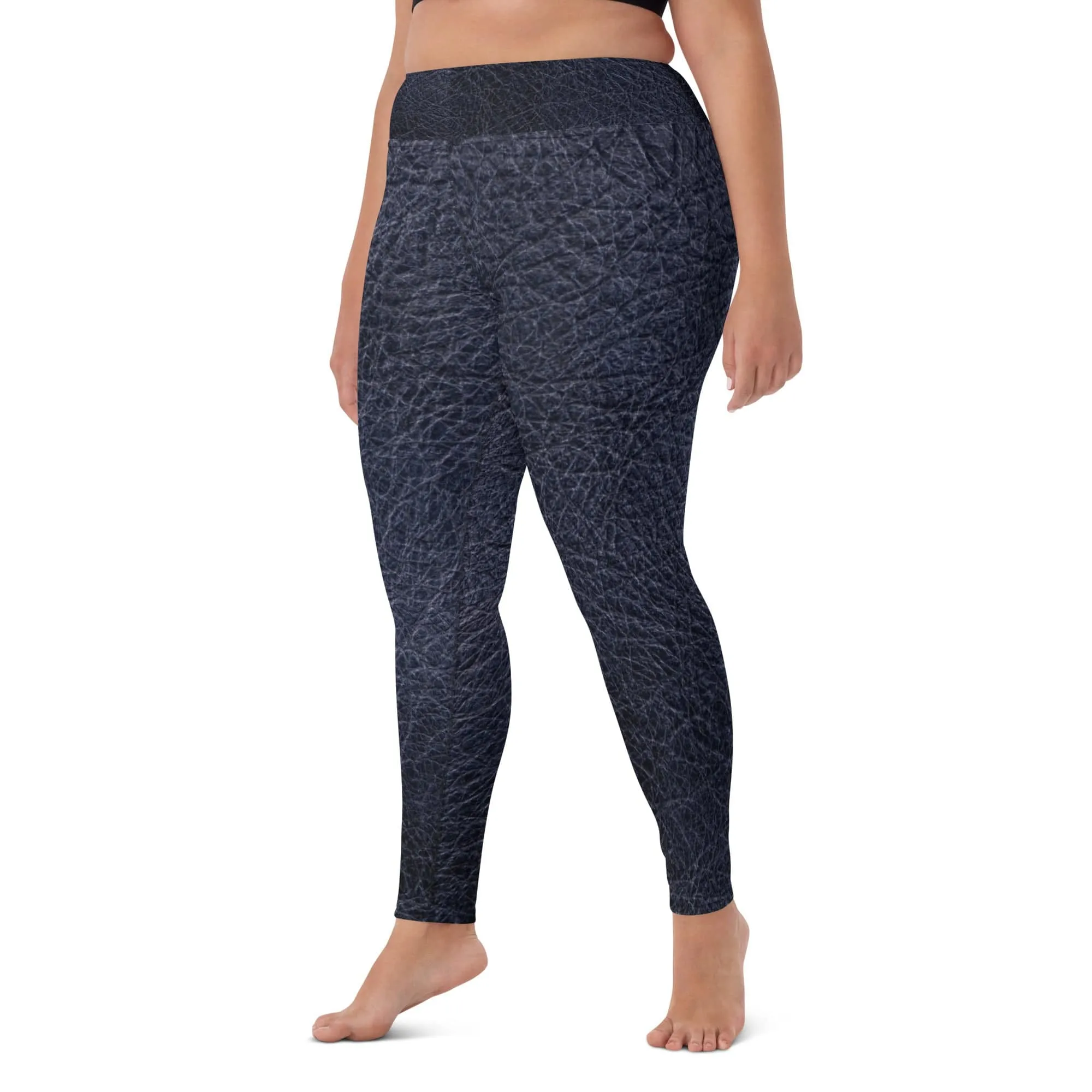 TGC Boutique Black leather print Yoga Leggings With Pockets