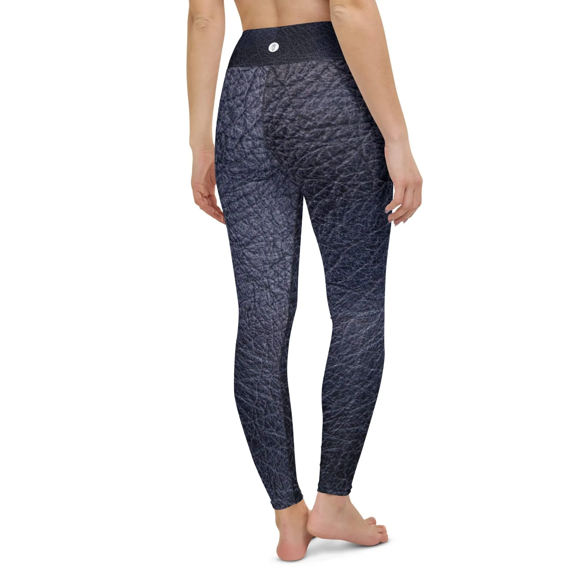 TGC Boutique Black leather print Yoga Leggings With Pockets