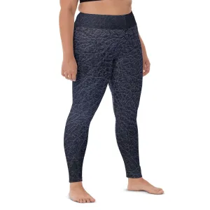 TGC Boutique Black leather print Yoga Leggings With Pockets