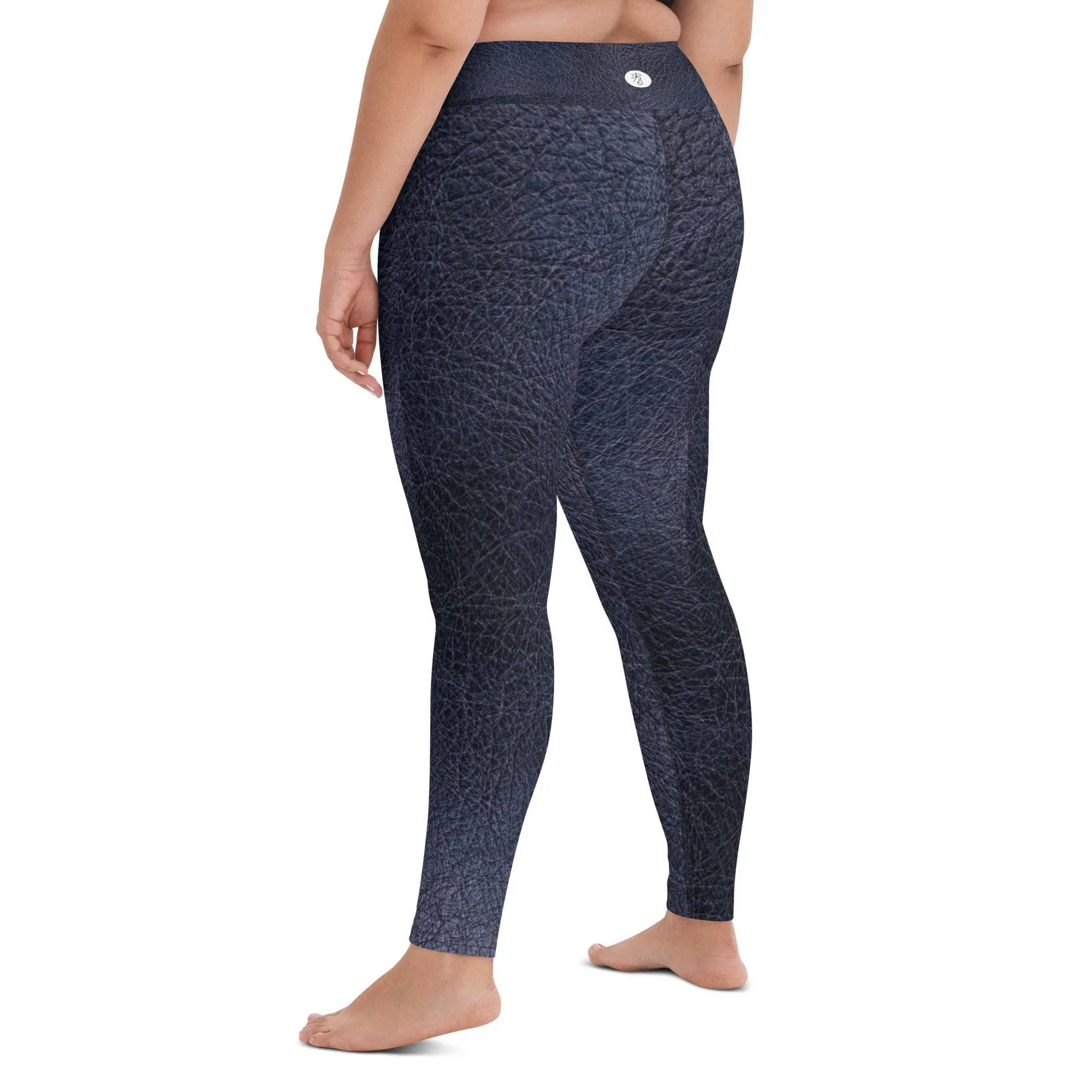 TGC Boutique Black leather print Yoga Leggings With Pockets