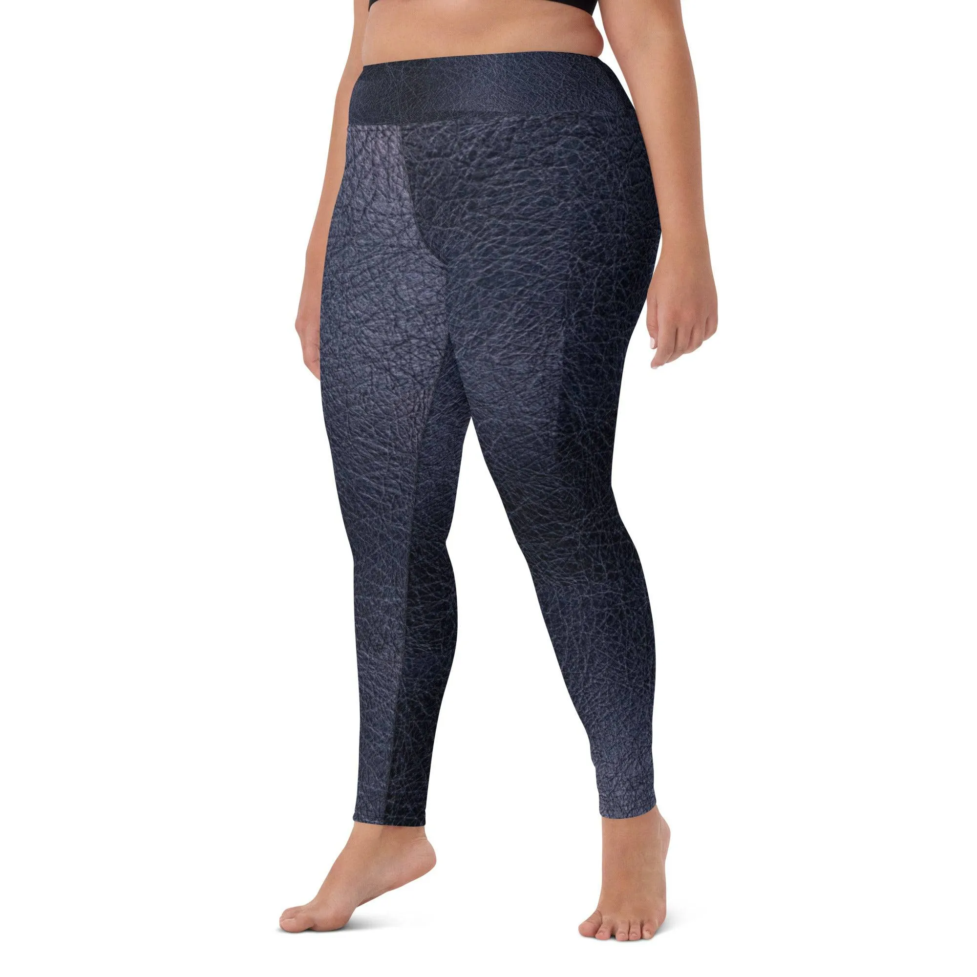 TGC Boutique Black leather print Yoga Leggings With Pockets