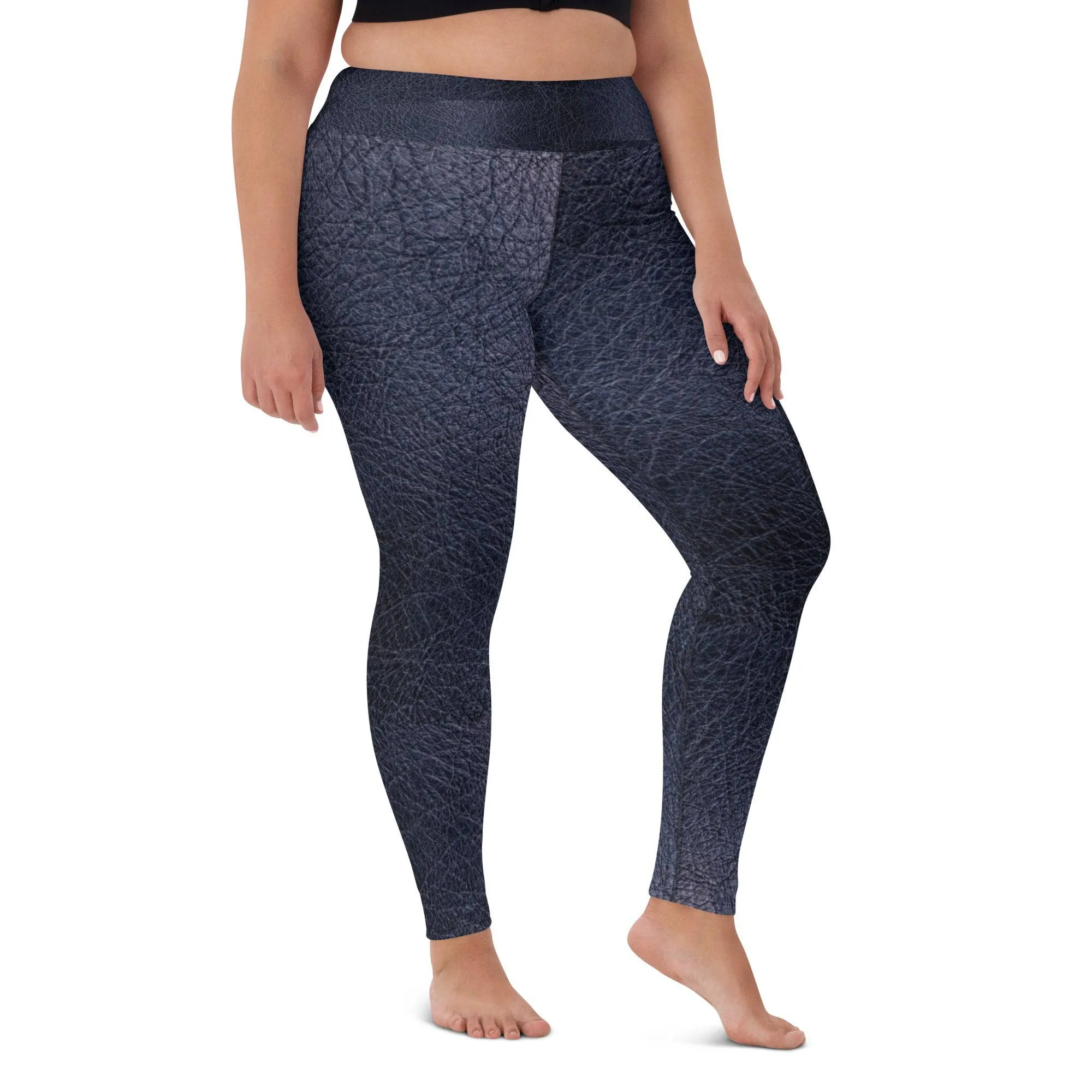 TGC Boutique Black leather print Yoga Leggings With Pockets