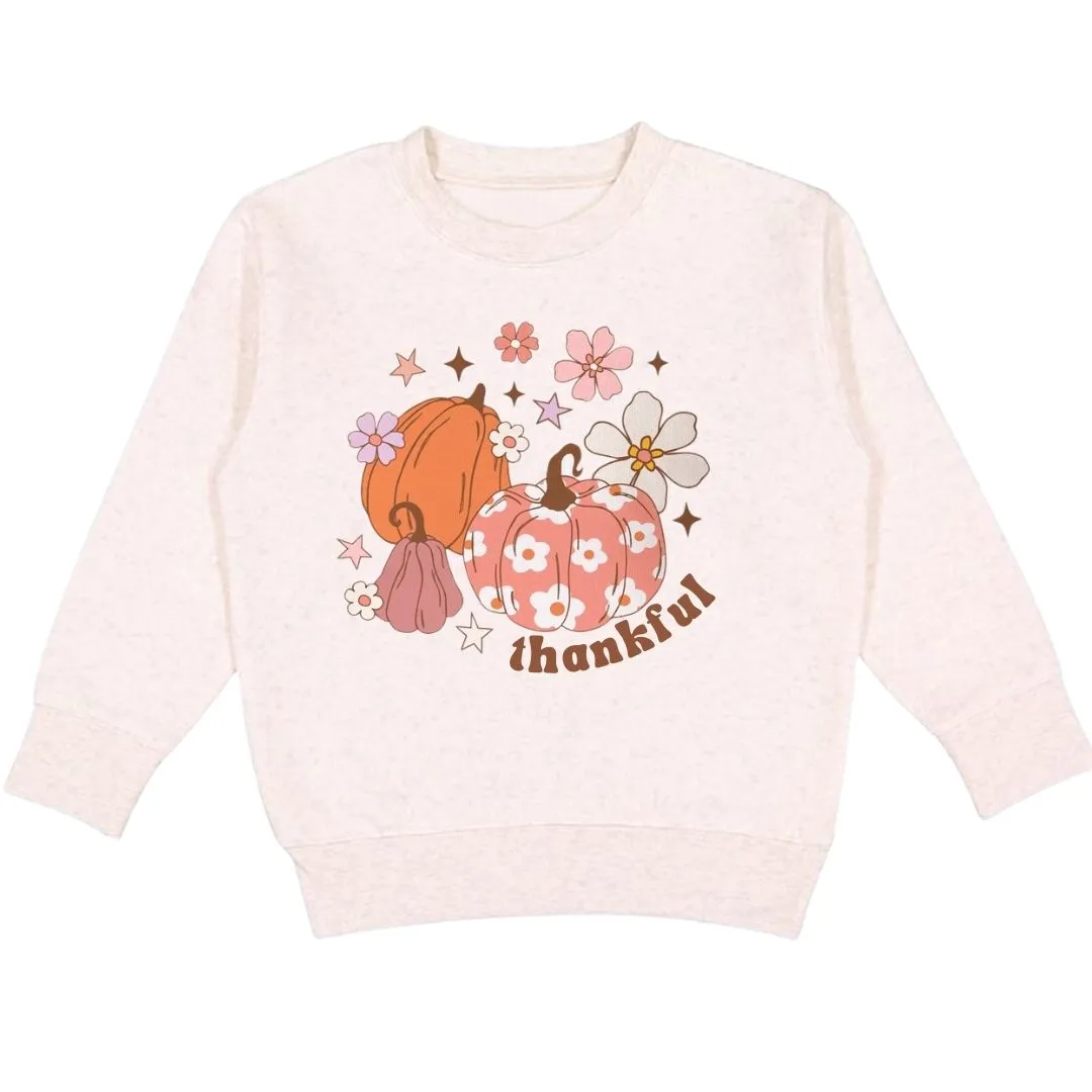 Thankful Pumpkin Daisy Thanksgiving Sweatshirt - Natural