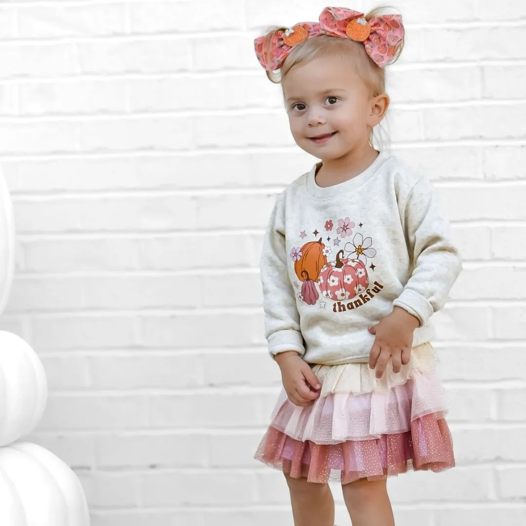 Thankful Pumpkin Daisy Thanksgiving Sweatshirt - Natural