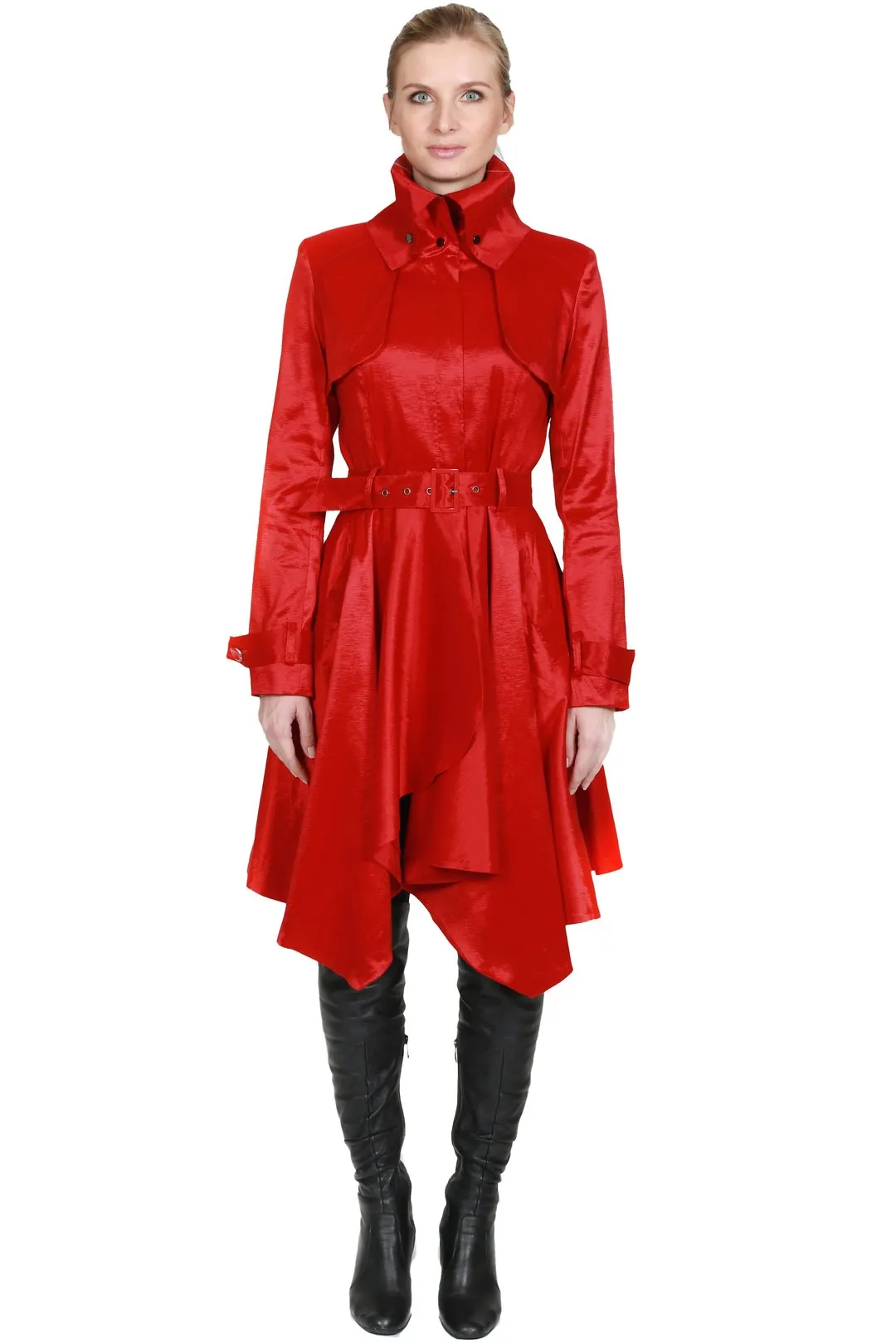 THE LUCKA Microfabric Trench Rain Coat with Waist Belt