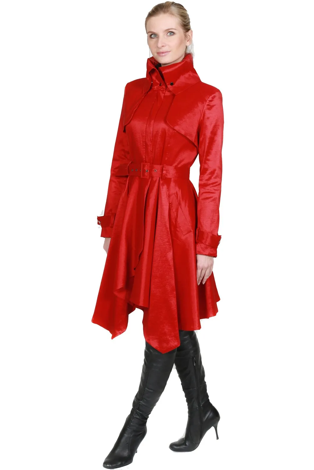 THE LUCKA Microfabric Trench Rain Coat with Waist Belt