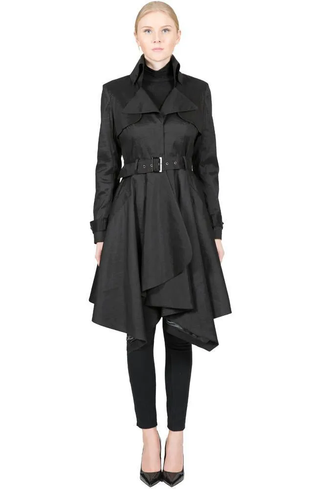 THE LUCKA Microfabric Trench Rain Coat with Waist Belt