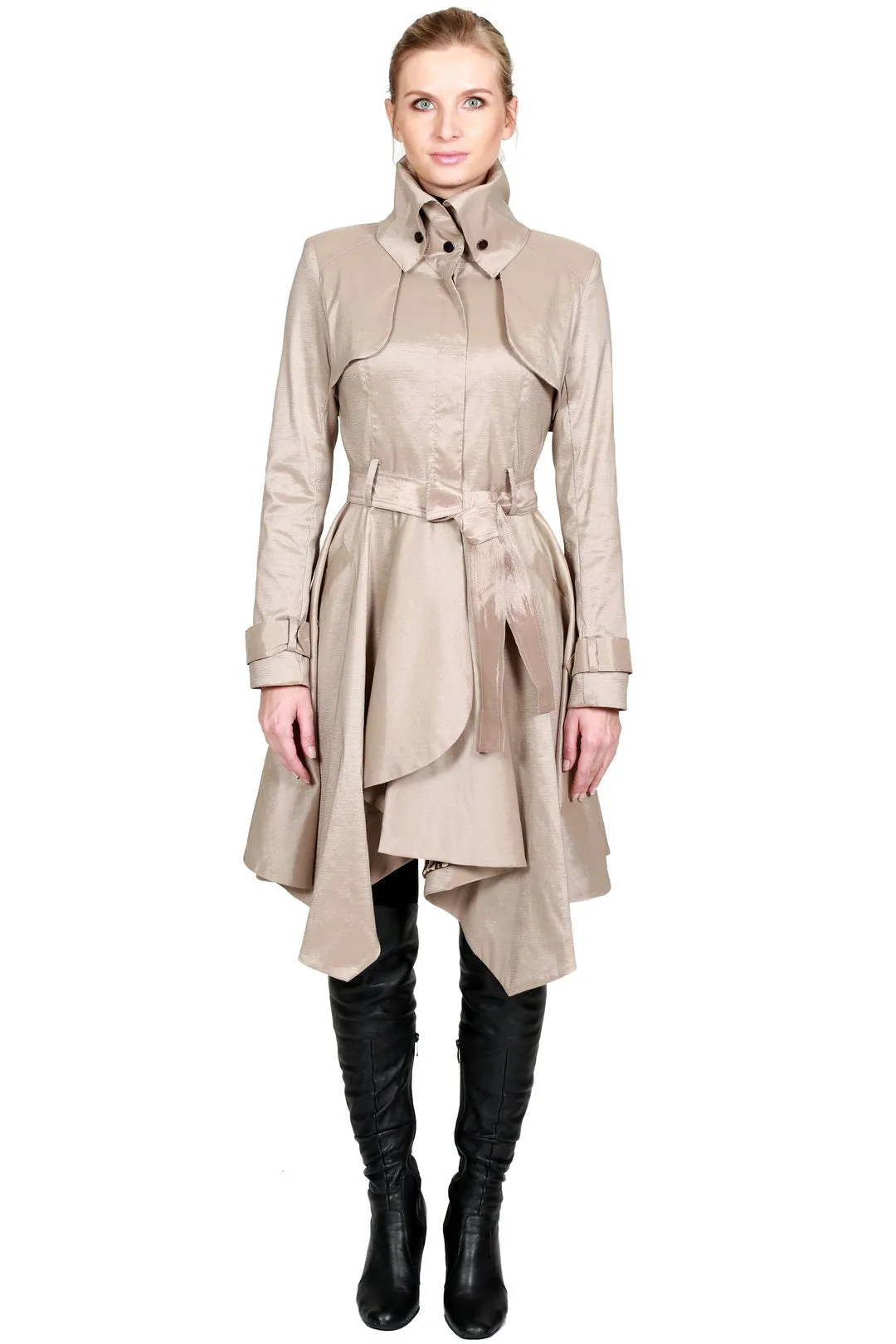 THE LUCKA Microfabric Trench Rain Coat with Waist Belt