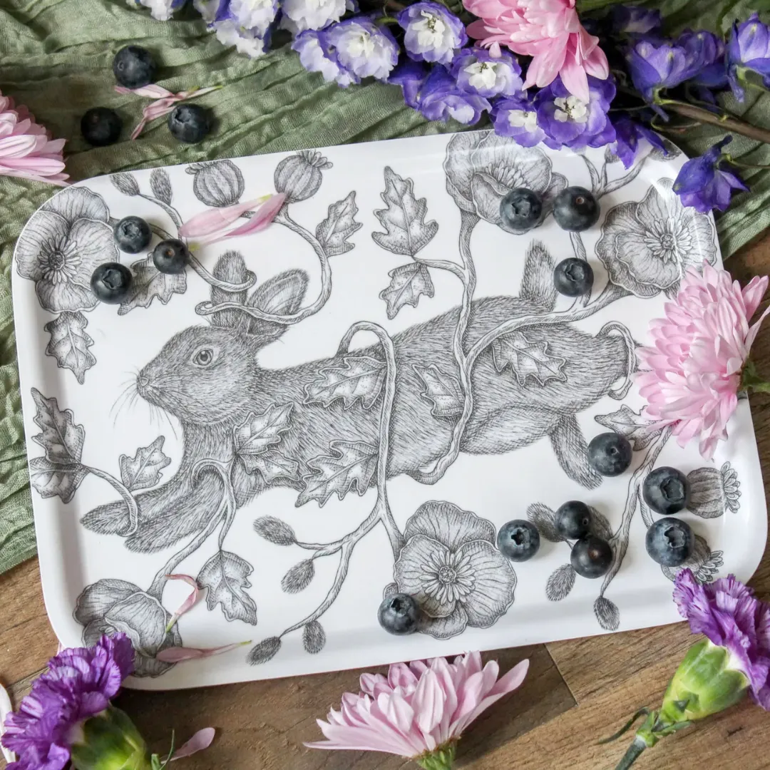 Through the Poppies Rabbit Birch Tray