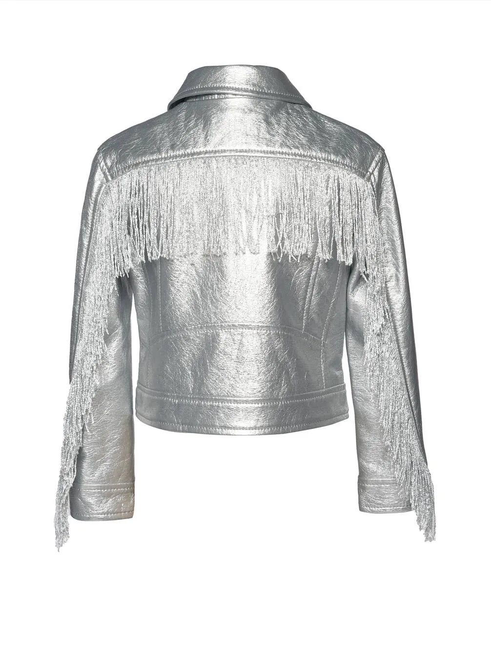 Toddler l Little l Big Girl’s Silver Fringe Motto Jacket