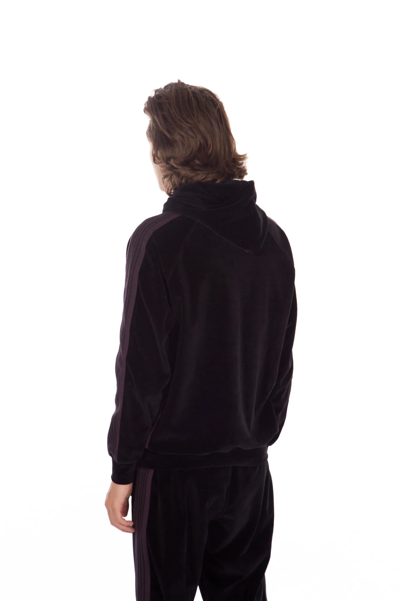 Track Hoodie Velour Black/Purple