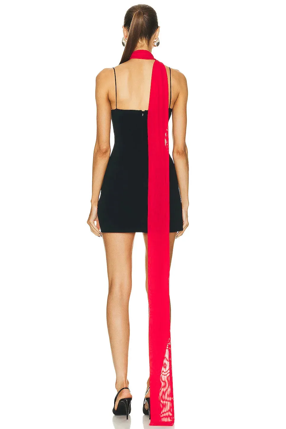 Trend4us Women's Chic Asymmetric Red Scarf Mini Dress