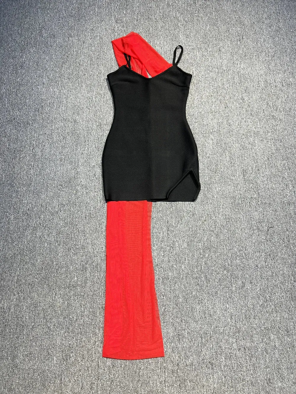 Trend4us Women's Chic Asymmetric Red Scarf Mini Dress