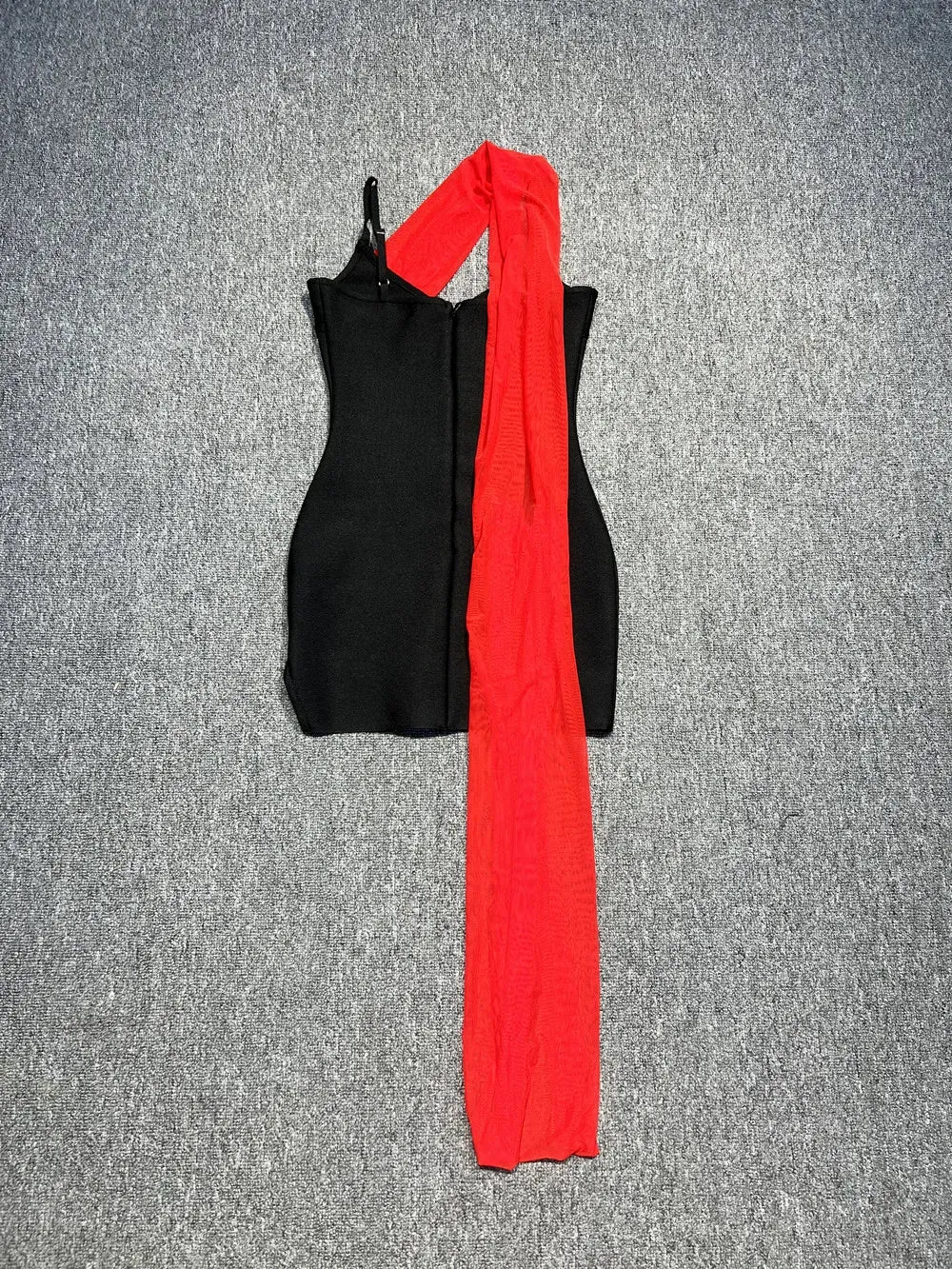 Trend4us Women's Chic Asymmetric Red Scarf Mini Dress