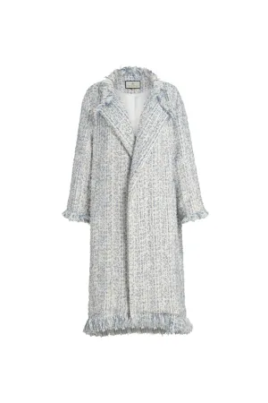 Tweed coat thick trench coat | Blue trench coat | Casual trench coat