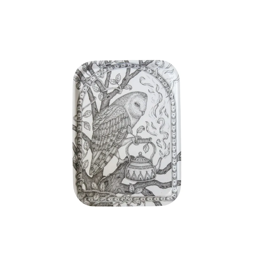 Twilight Tea Owl Birch Tray