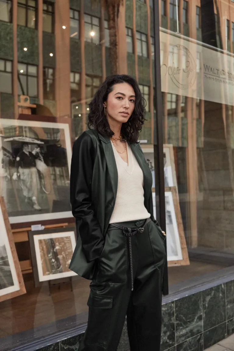 Two Tone Vegan Leather Jacket