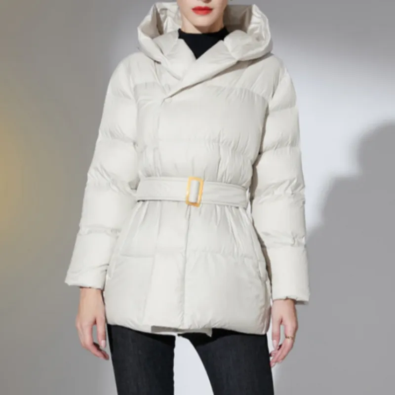 Ultra Light Belted Warm Puffer Parka Coat