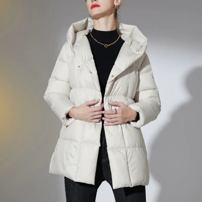 Ultra Light Belted Warm Puffer Parka Coat